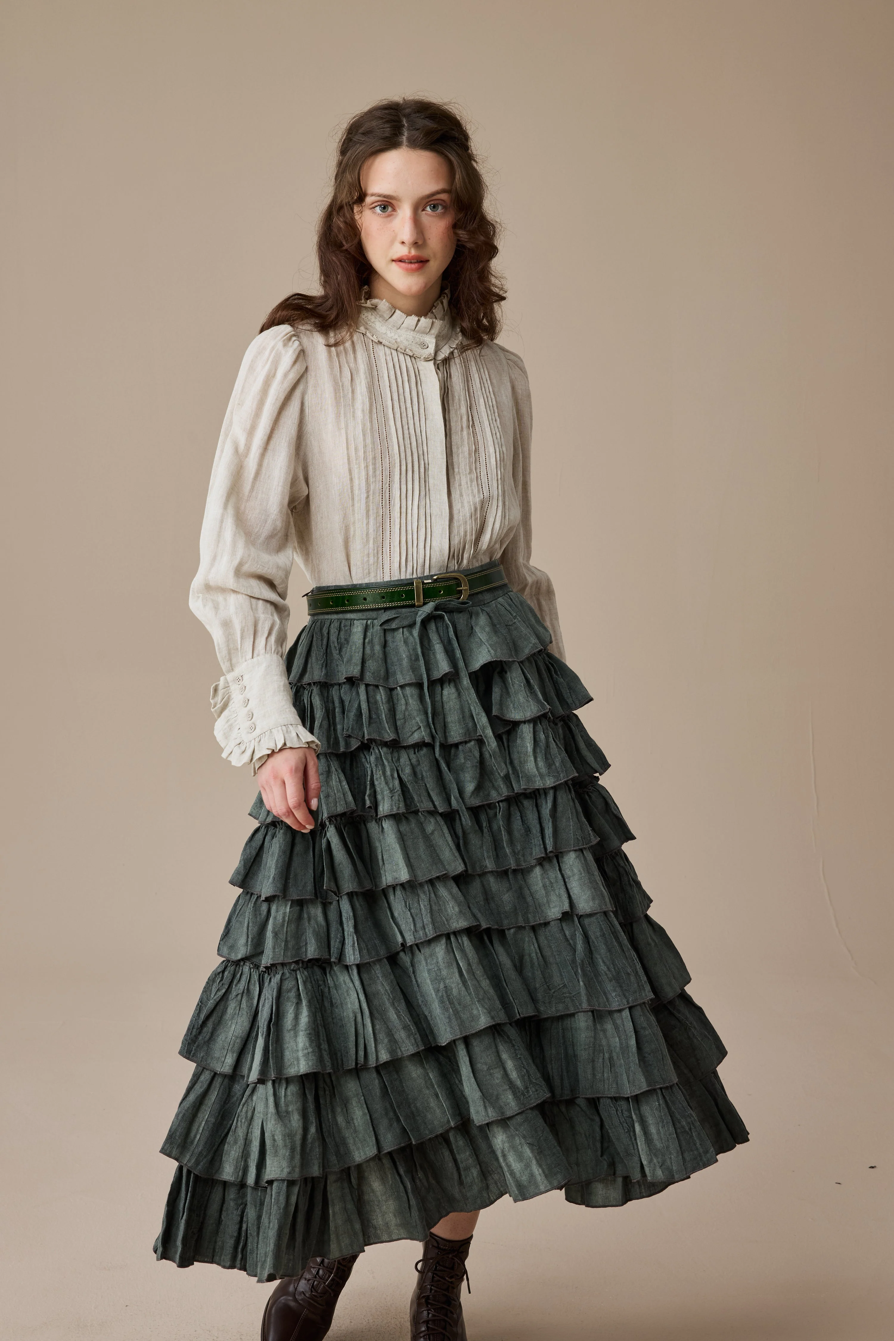 Ischia 14 | Layered petal linen skirt - Image 19