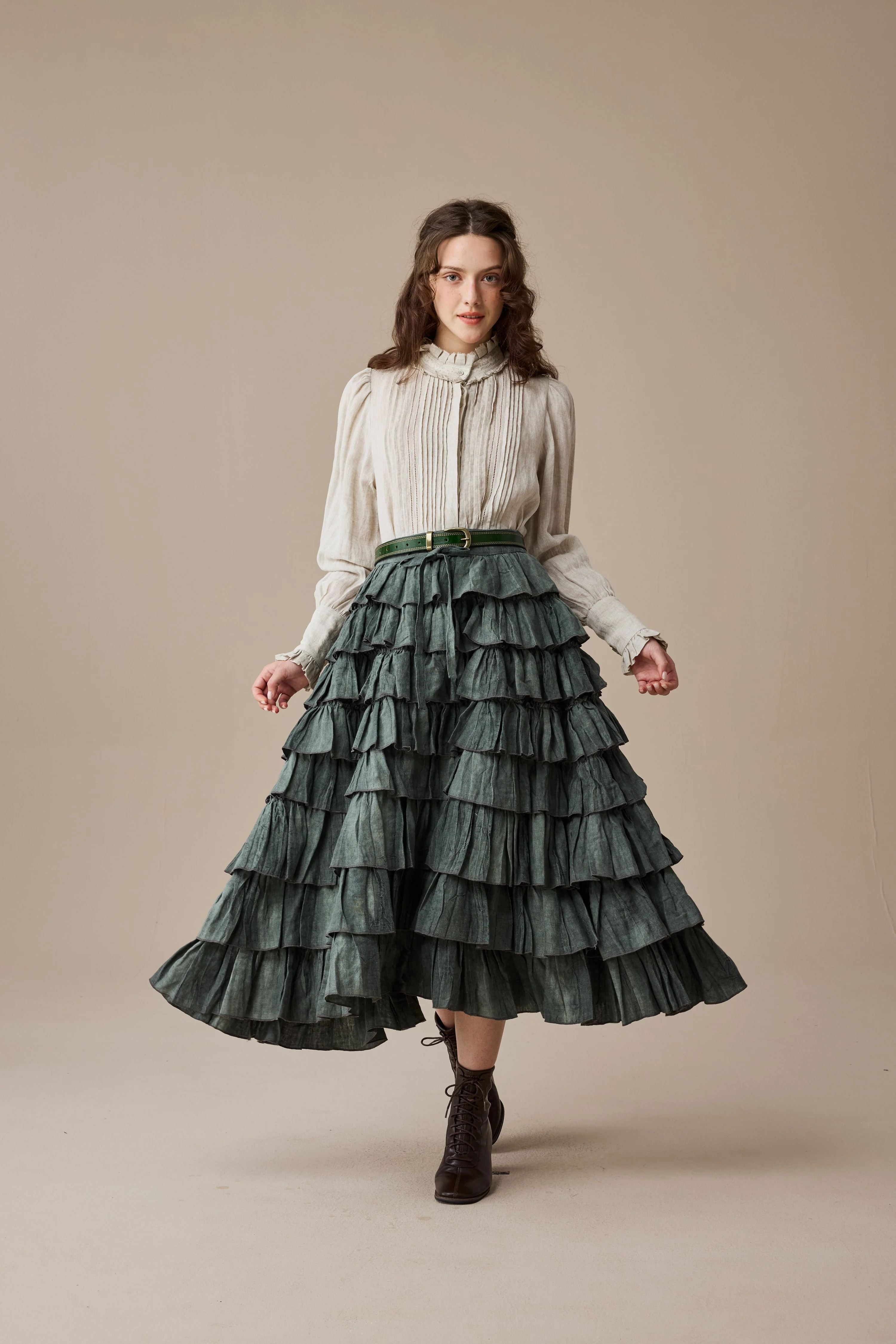 Ischia 14 | Layered petal linen skirt - Image 20