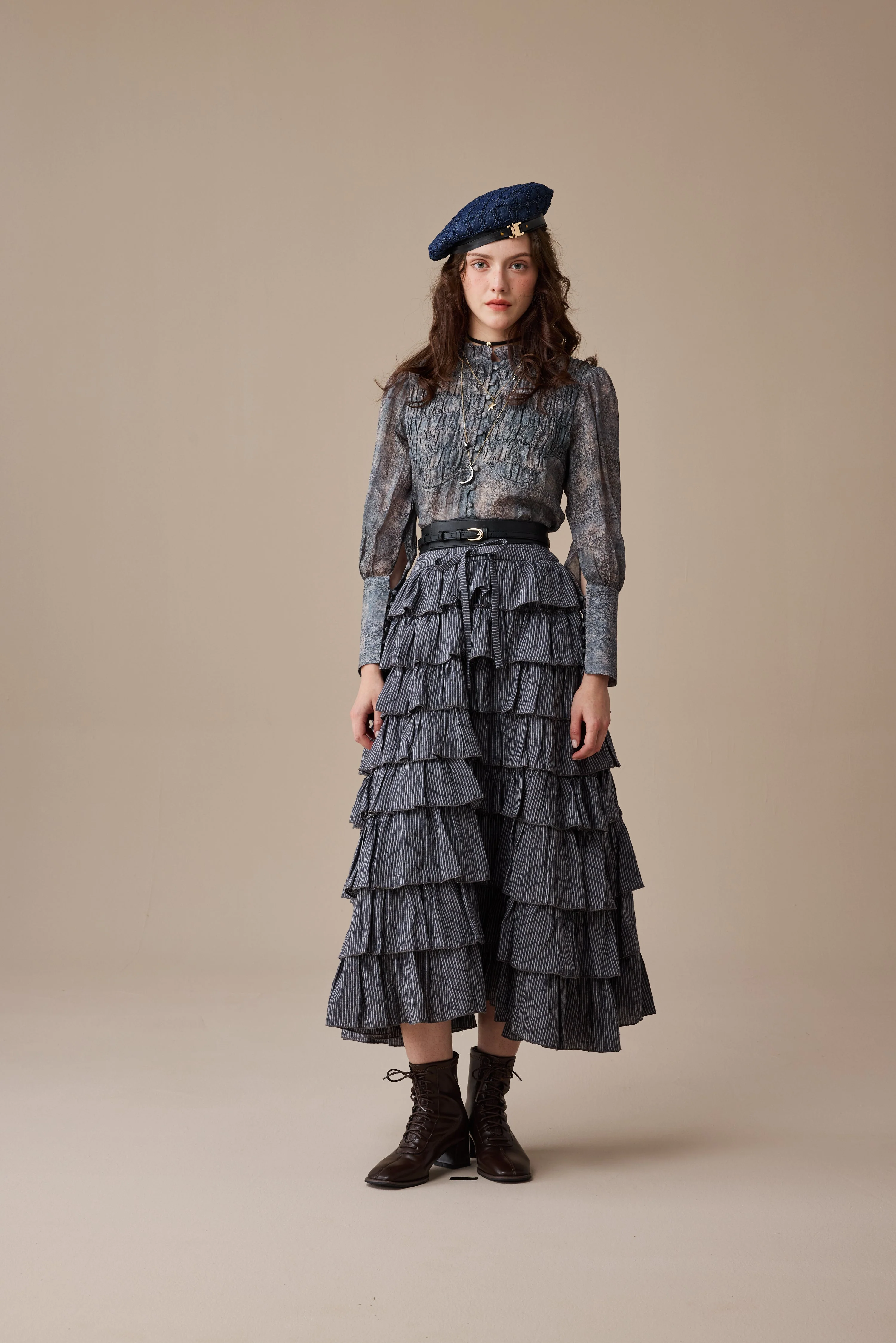 Ischia 14 | Layered petal linen skirt - Image 5