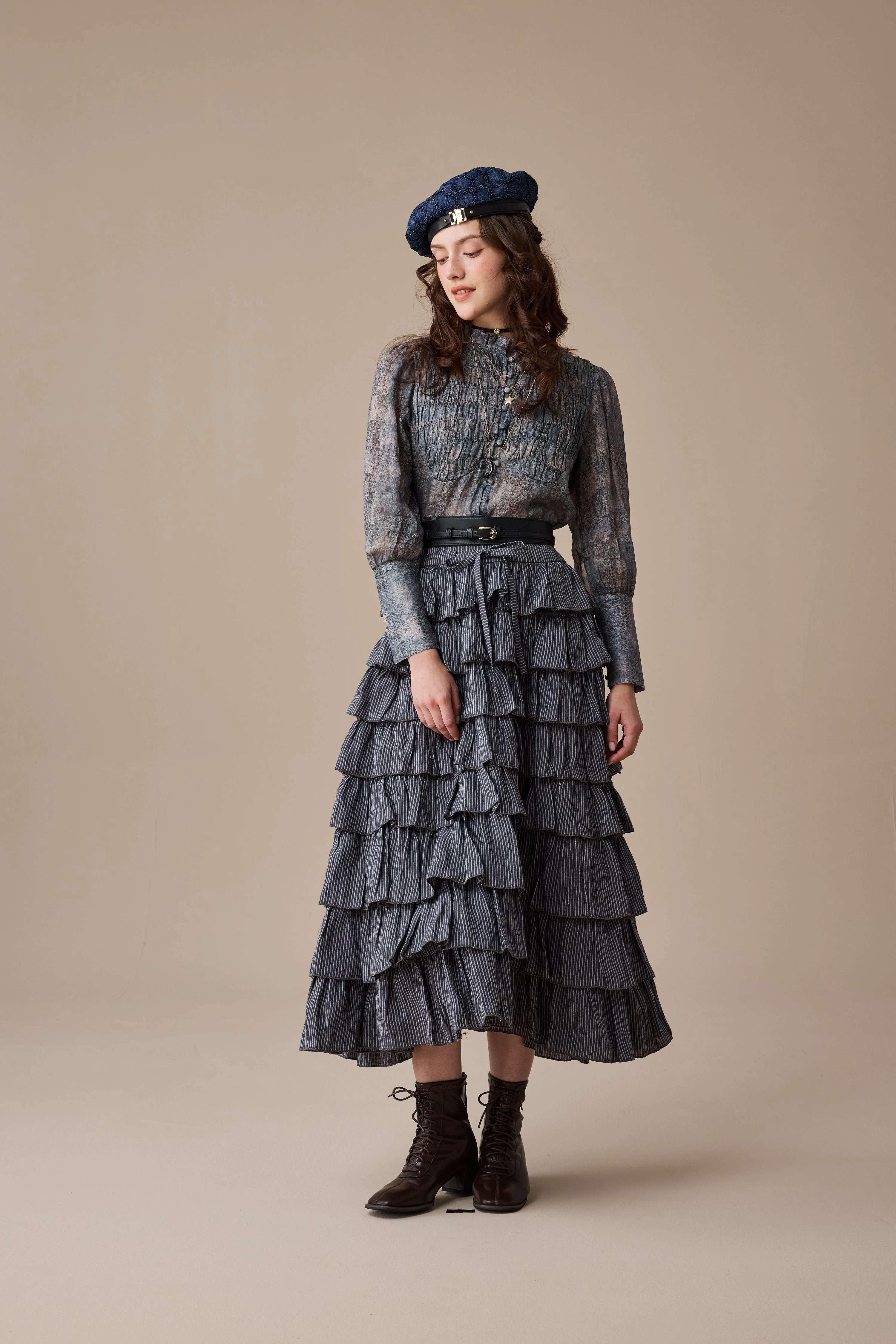 Ischia 14 | Layered petal linen skirt - Image 6