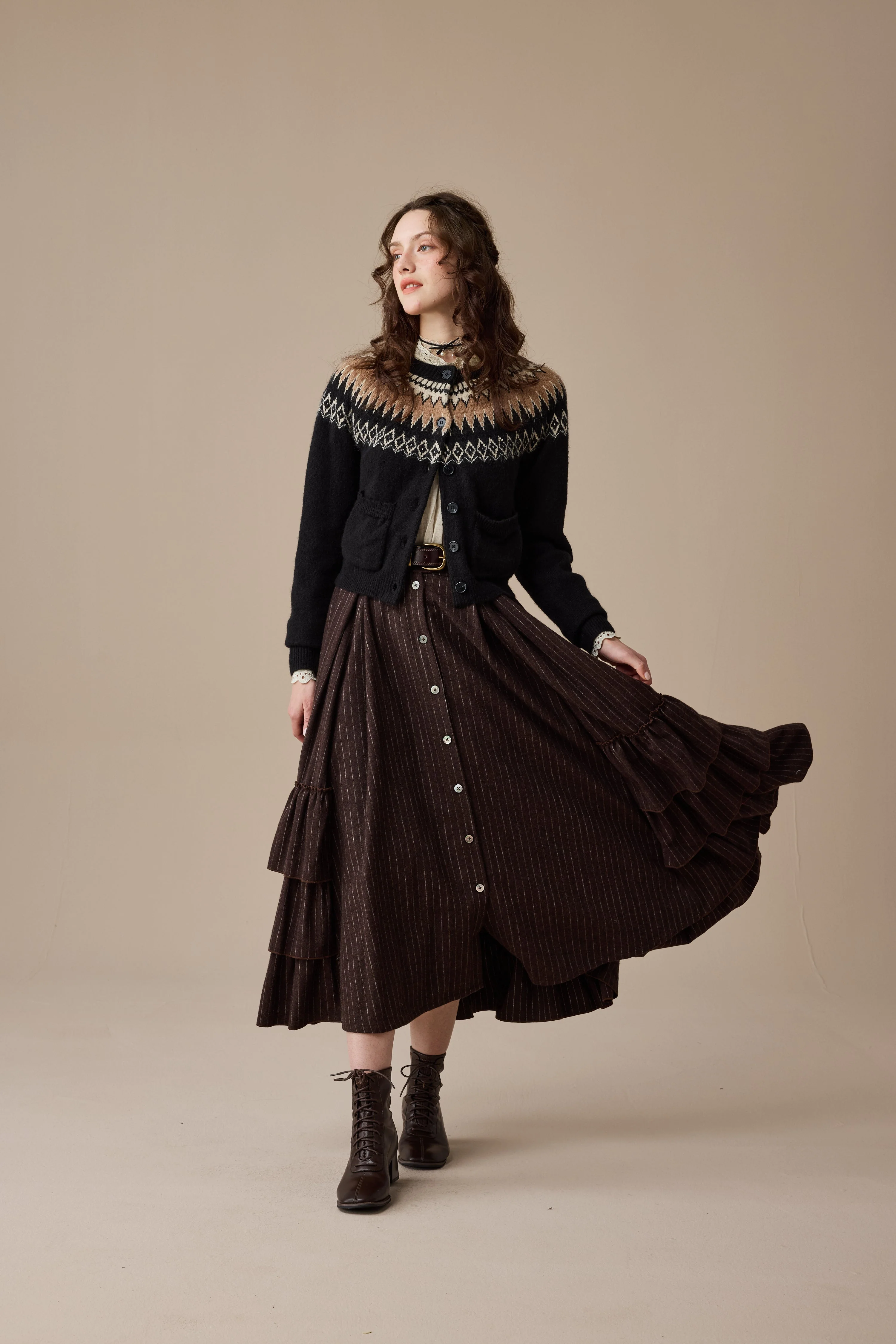 Kaite 18 |ruffled maxi wool skirt - Image 11