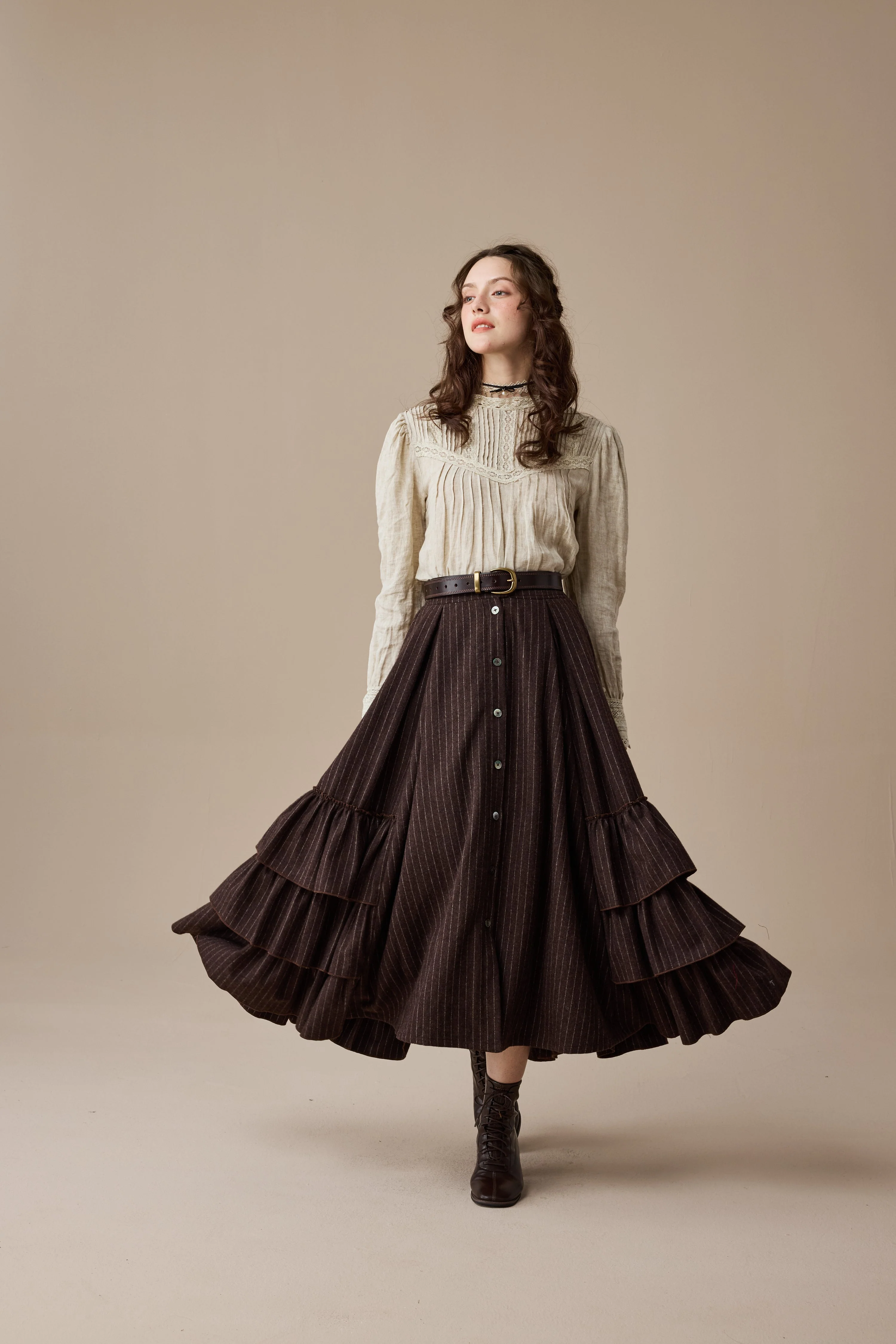 Kaite 18 |ruffled maxi wool skirt - Image 13