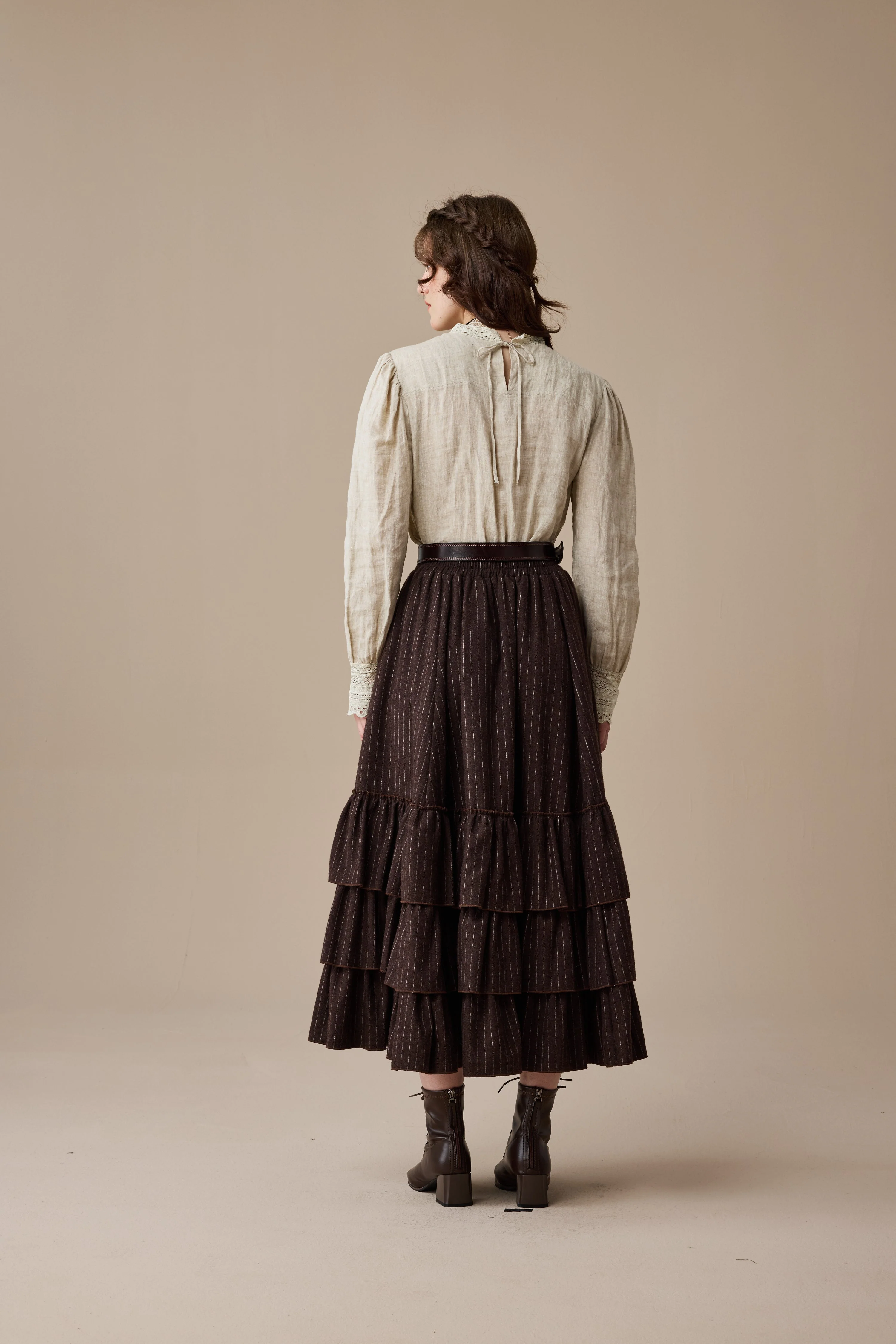 Kaite 18 |ruffled maxi wool skirt - Image 15