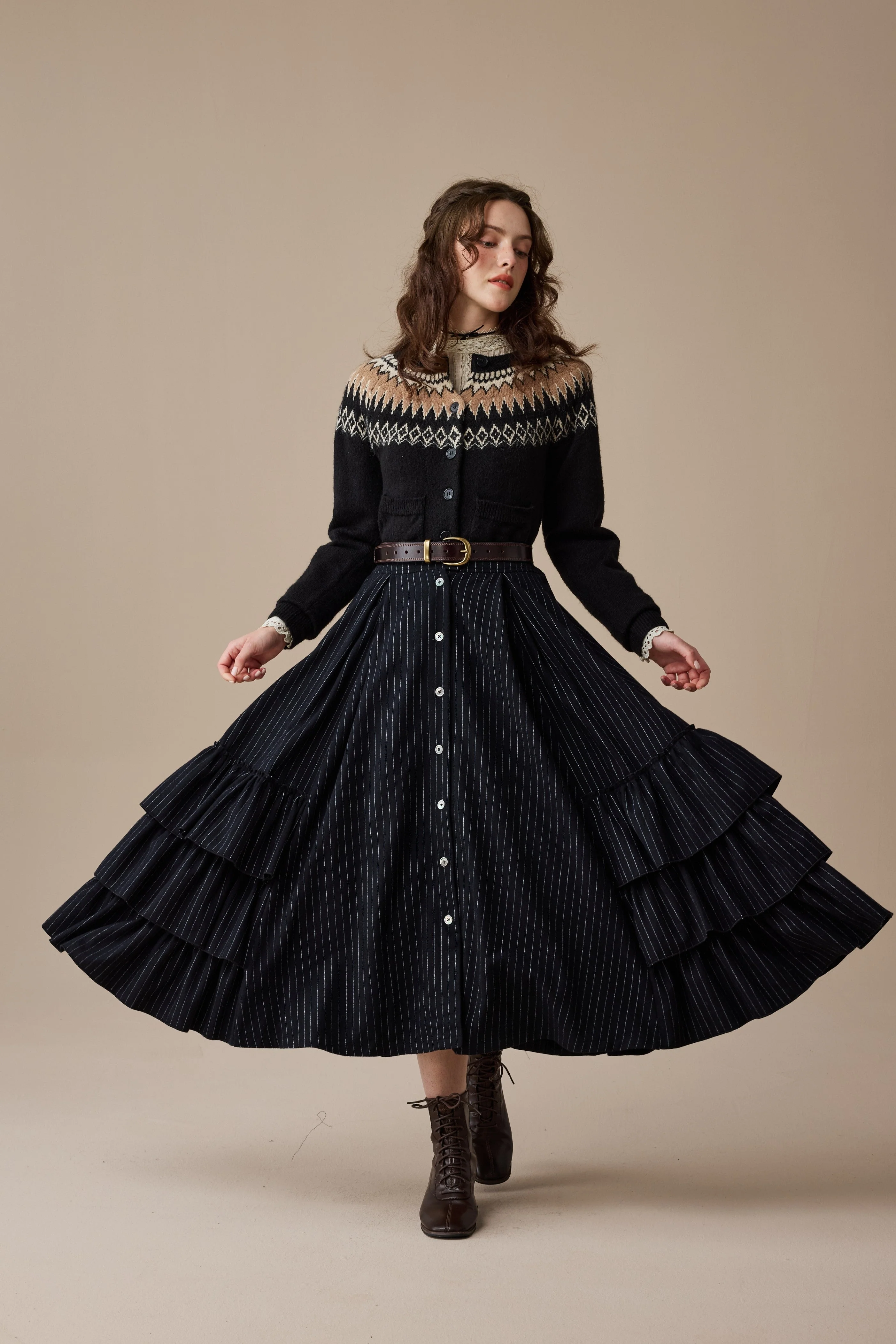 Kaite 18 |ruffled maxi wool skirt - Image 16