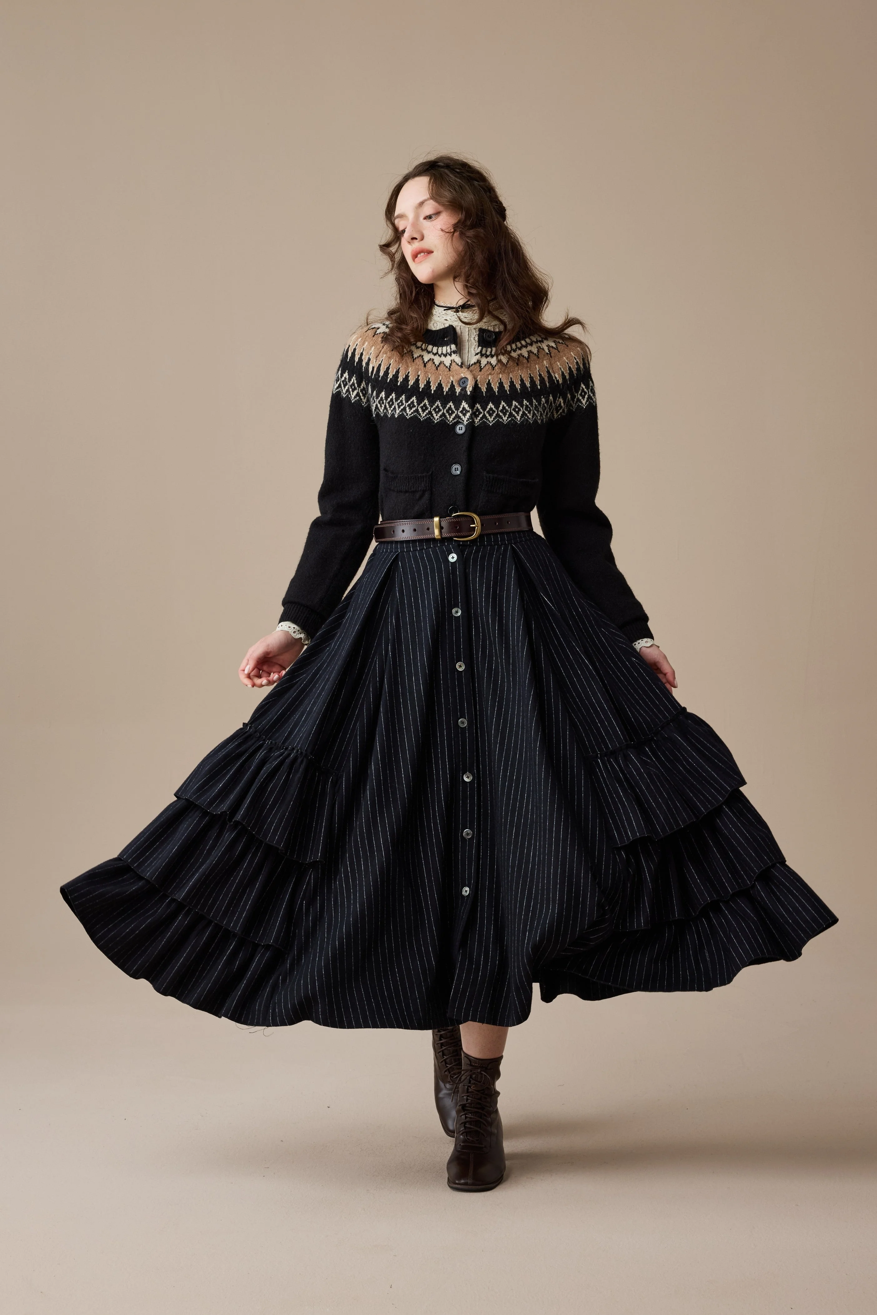 Kaite 18 |ruffled maxi wool skirt - Image 17
