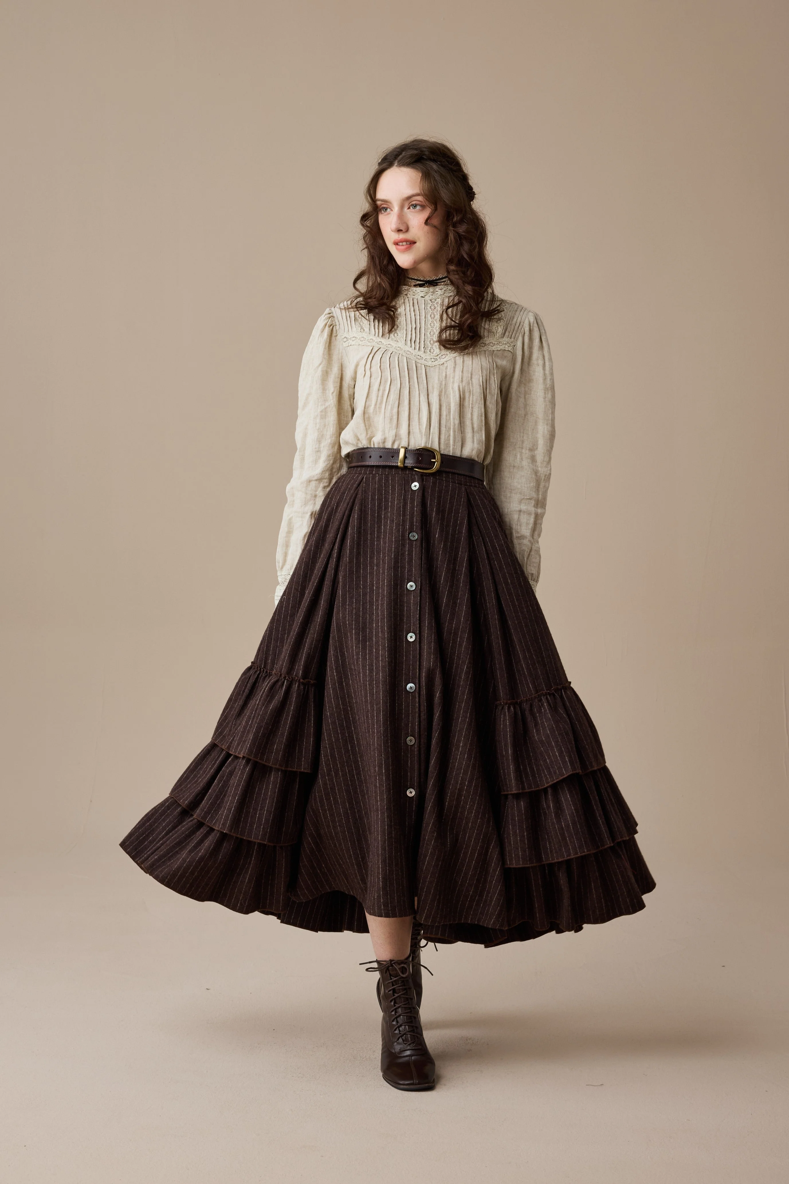 Kaite 18 |ruffled maxi wool skirt - Image 3
