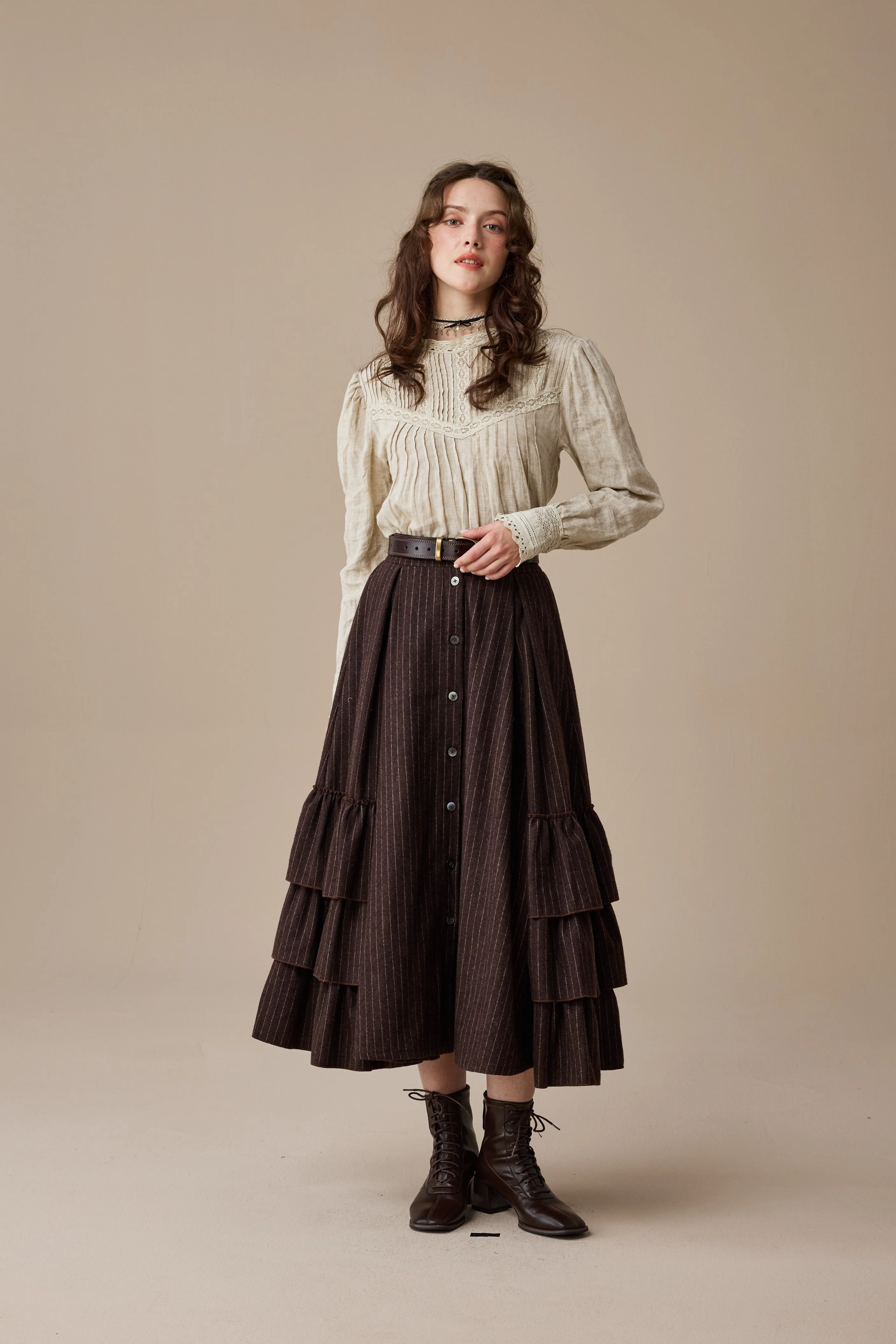 Kaite 18 |ruffled maxi wool skirt - Image 4