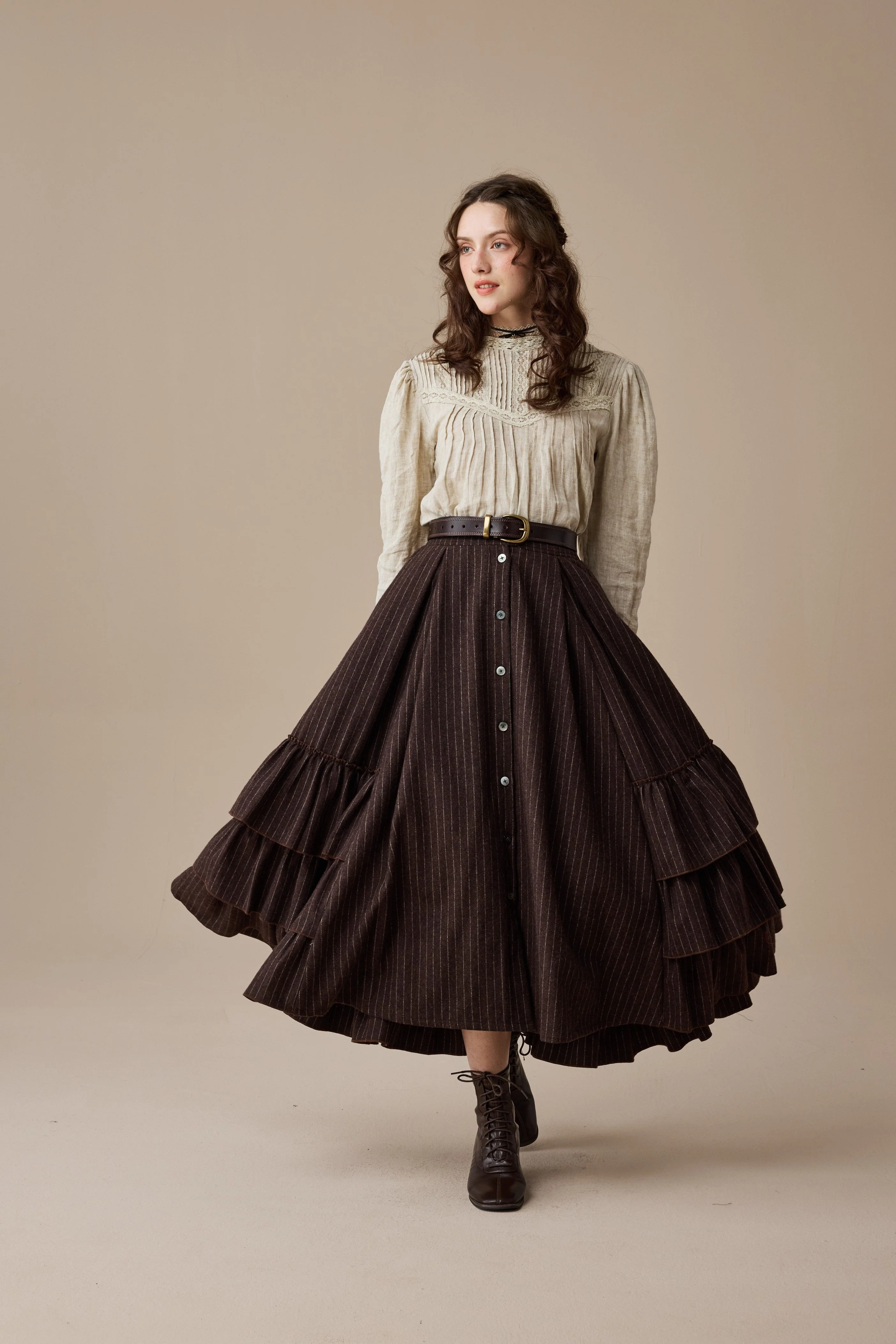 Kaite 18 |ruffled maxi wool skirt - Image 5