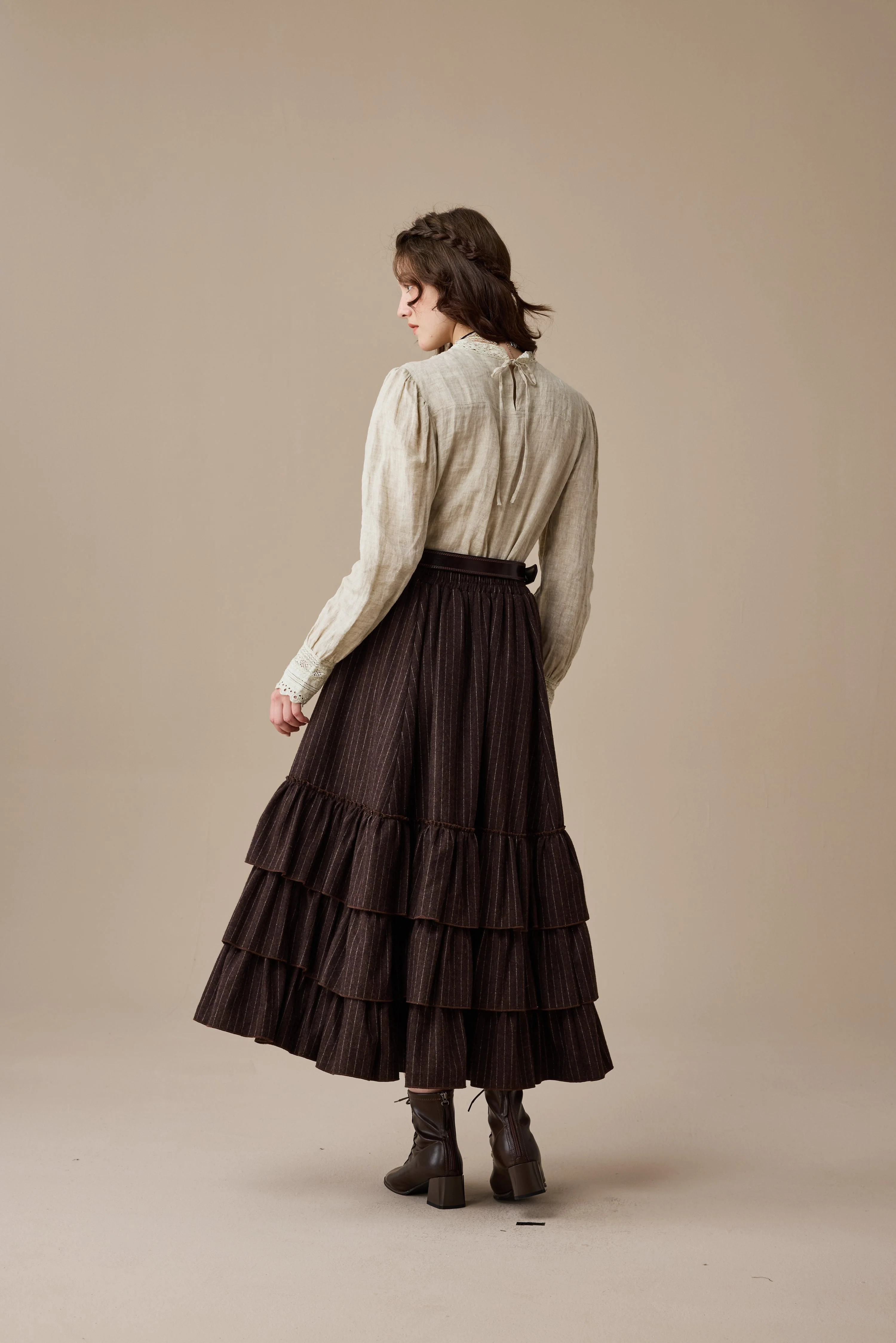 Kaite 18 |ruffled maxi wool skirt - Image 6