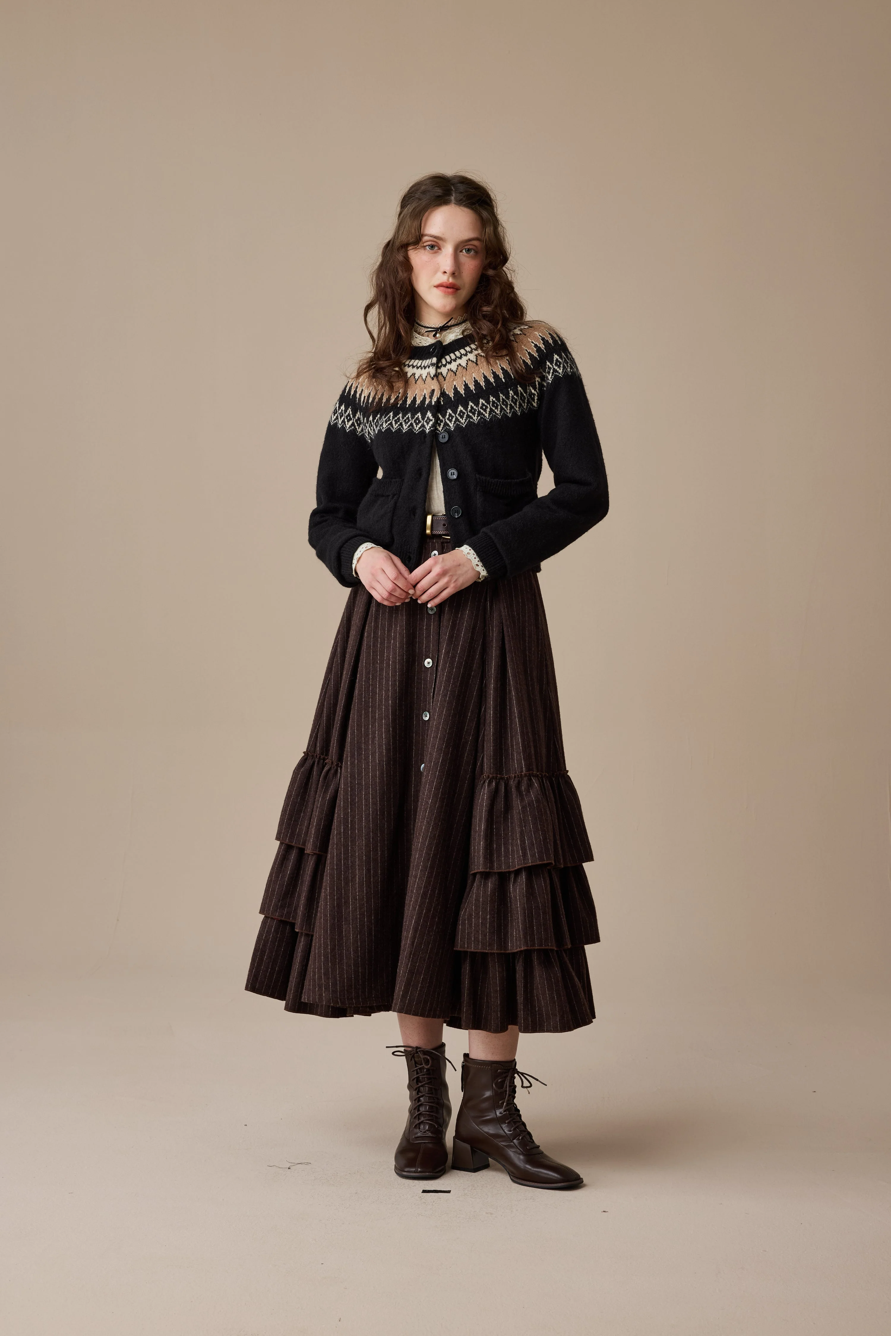 Kaite 18 |ruffled maxi wool skirt - Image 7