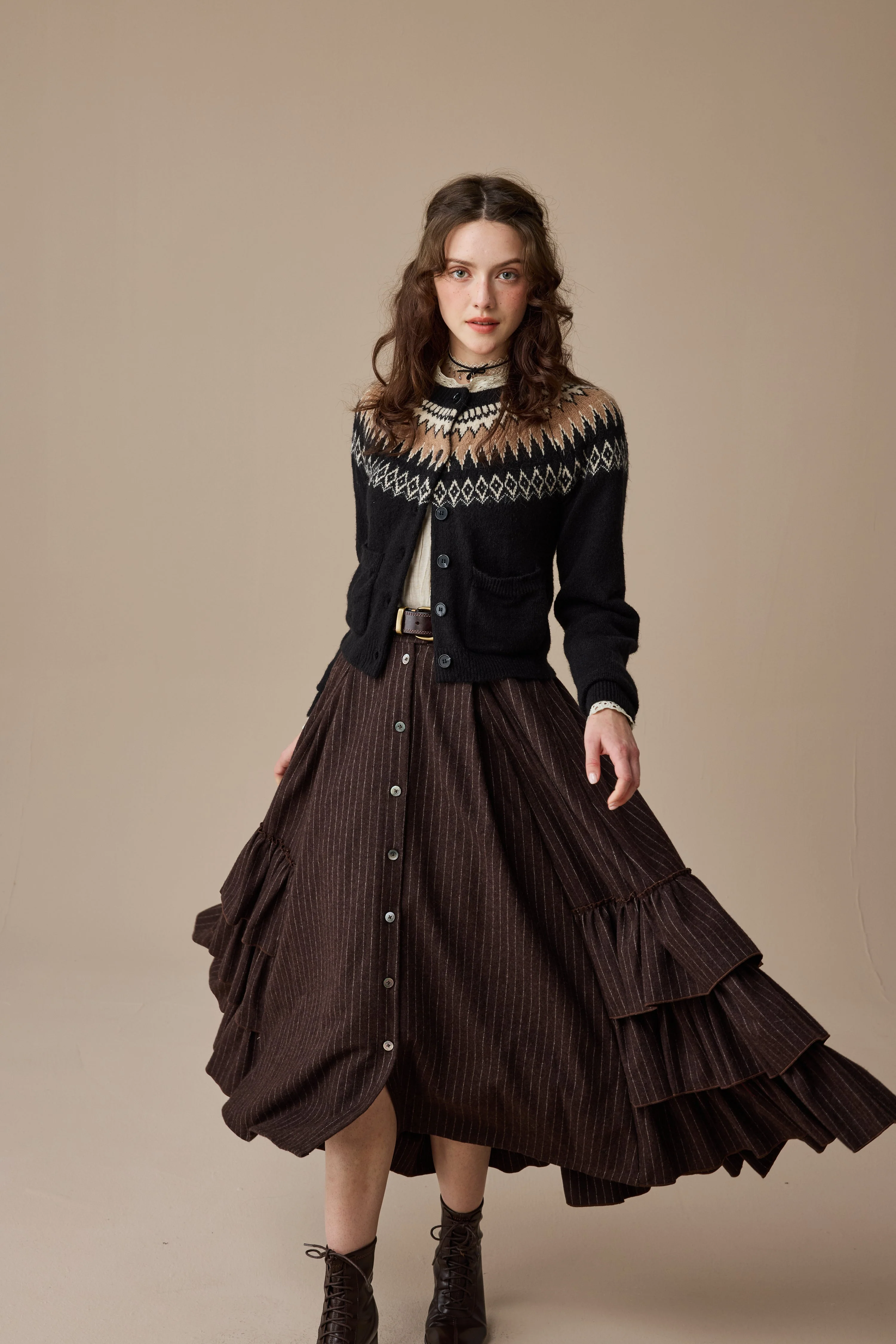 Kaite 18 |ruffled maxi wool skirt - Image 8