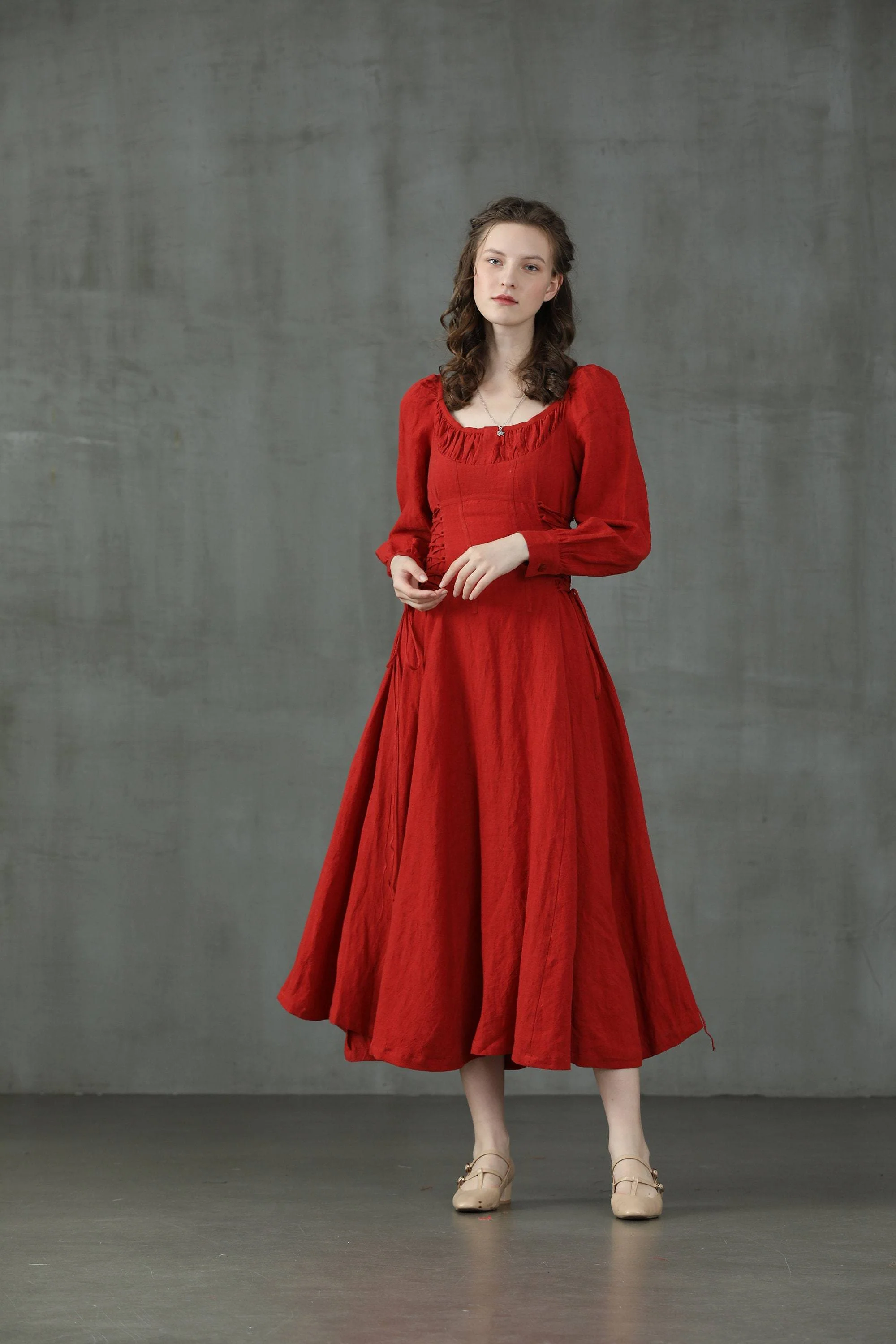 Ylang 15 | maxi Lace-up linen dress - Image 14