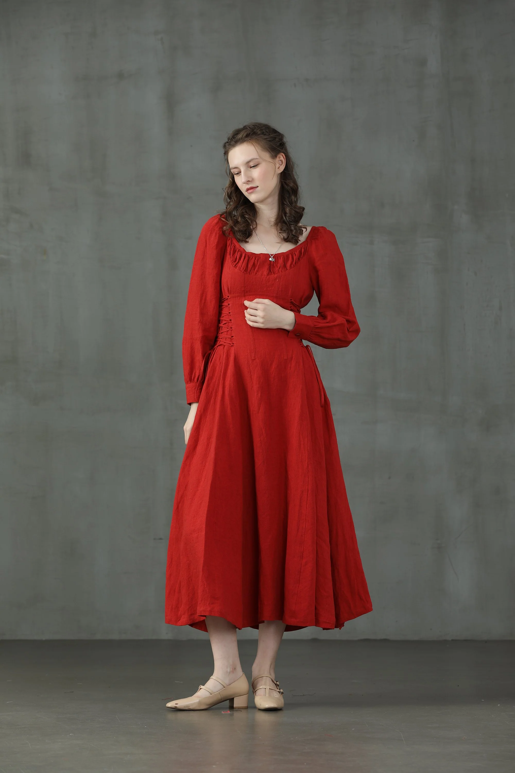 Ylang 15 | maxi Lace-up linen dress - Image 15