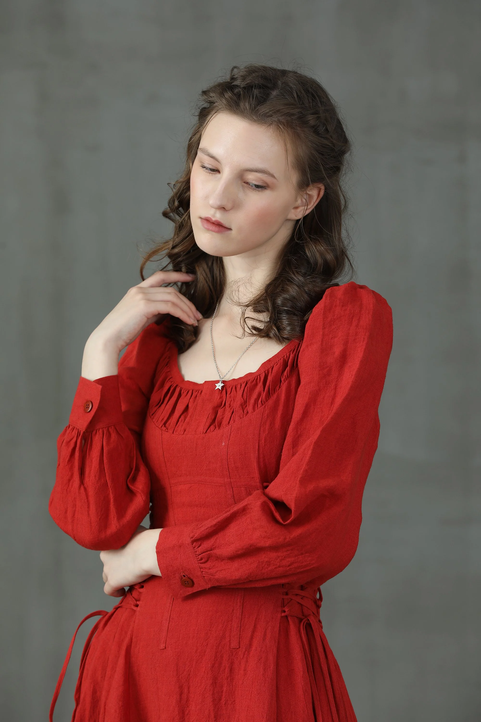 Ylang 15 | maxi Lace-up linen dress - Image 16