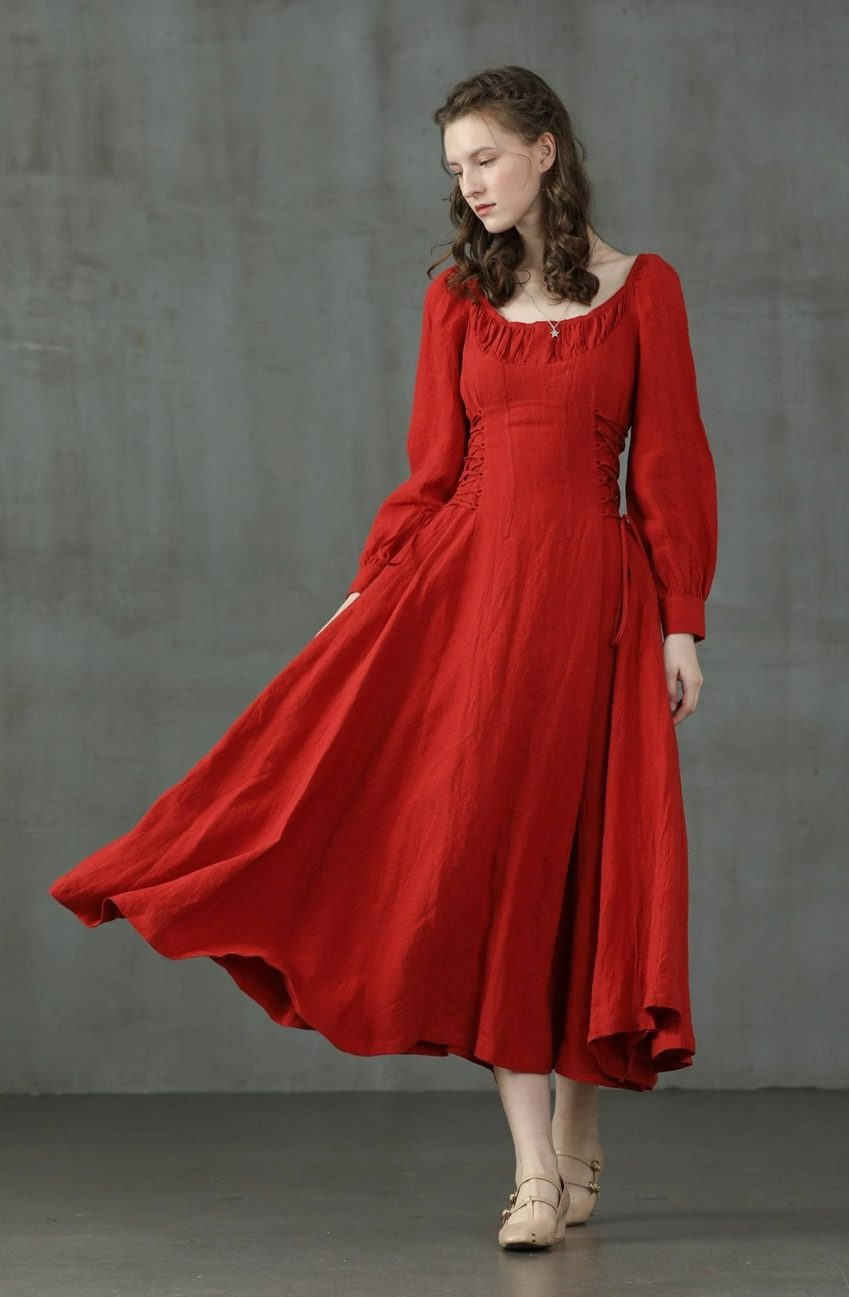 Ylang 15 | maxi Lace-up linen dress - Image 5