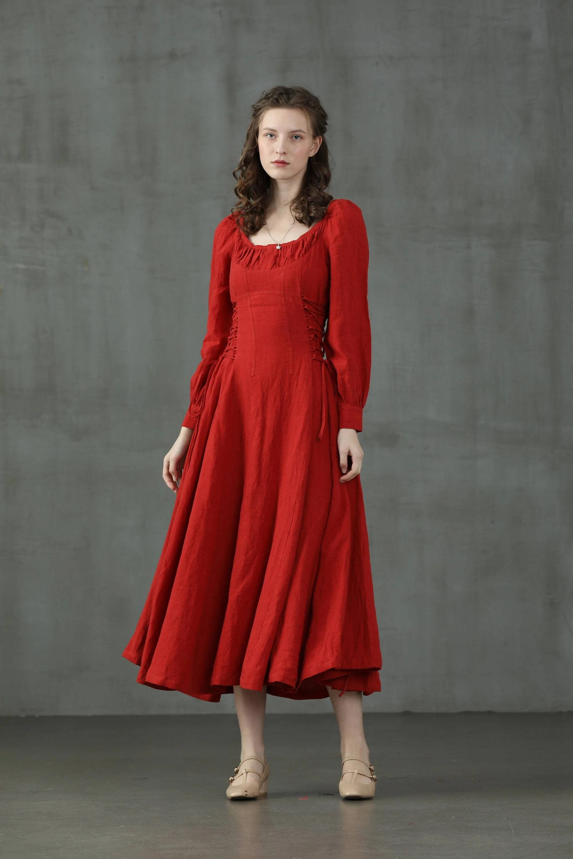 Ylang 15 | maxi Lace-up linen dress - Image 9