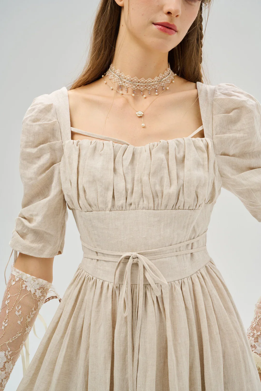 Monette 27 | Corset Linen Dress - Image 24