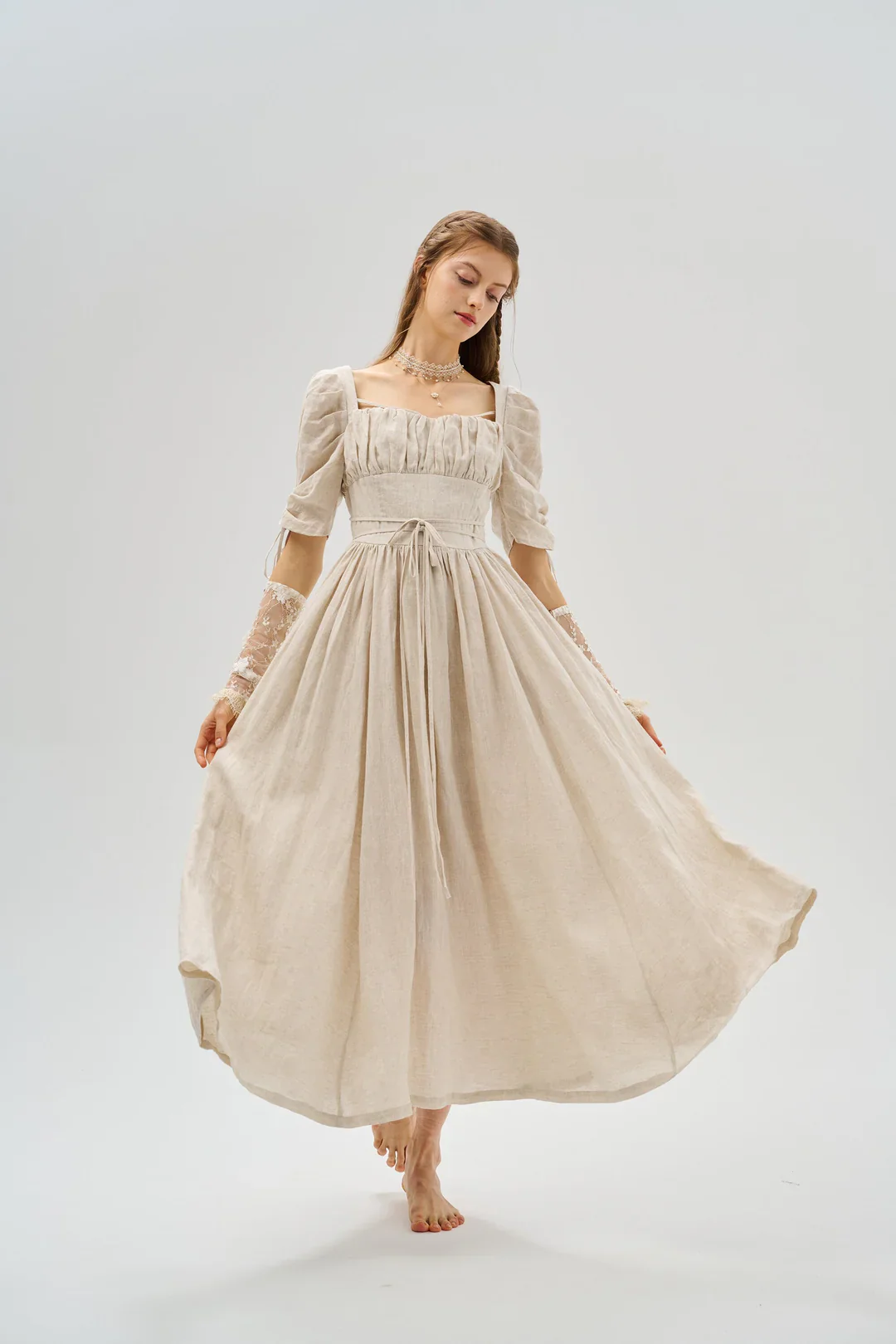 Monette 27 | Corset Linen Dress - Image 25