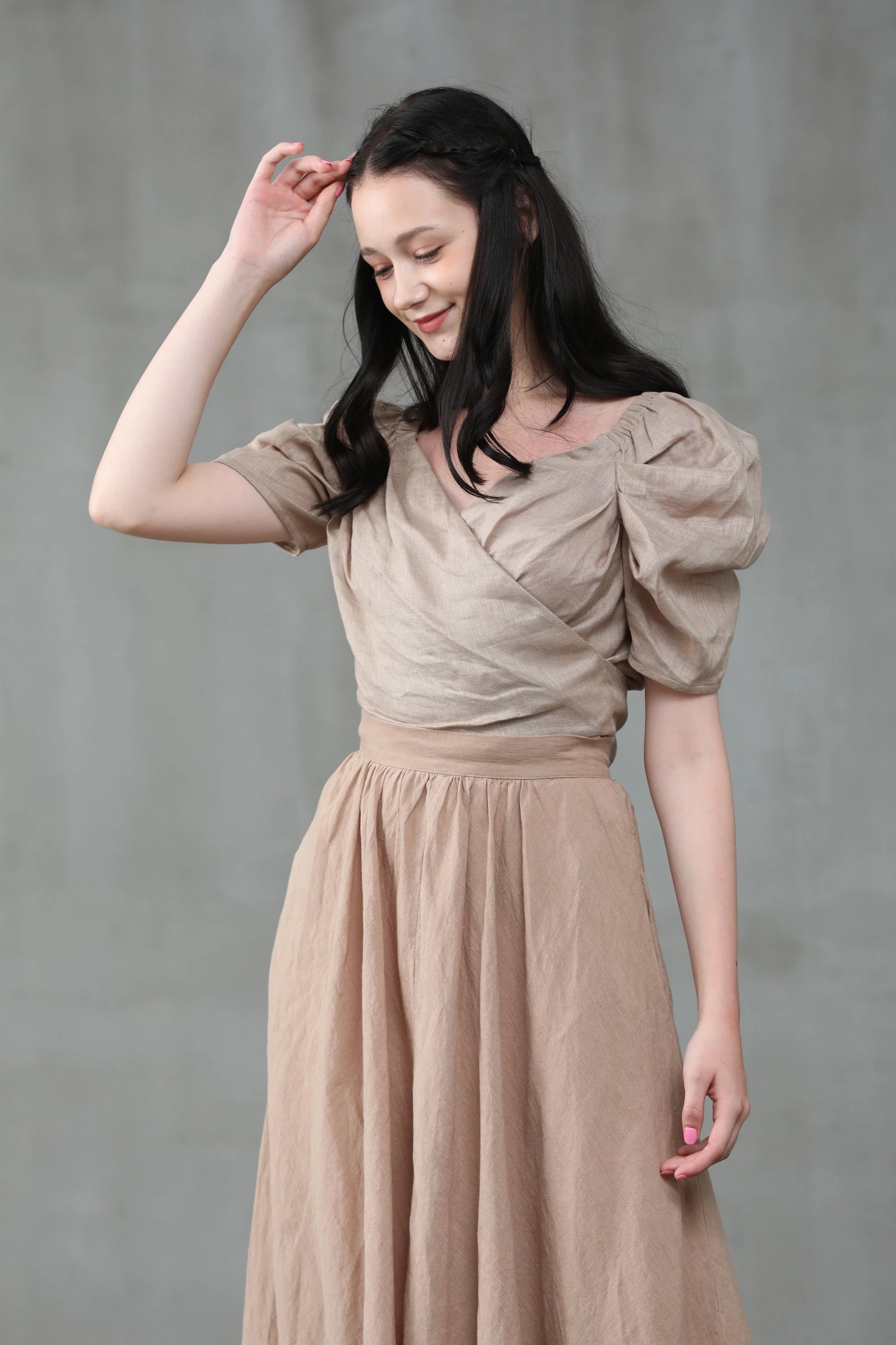 Poppy 23 | Nude linen skirt - Image 10