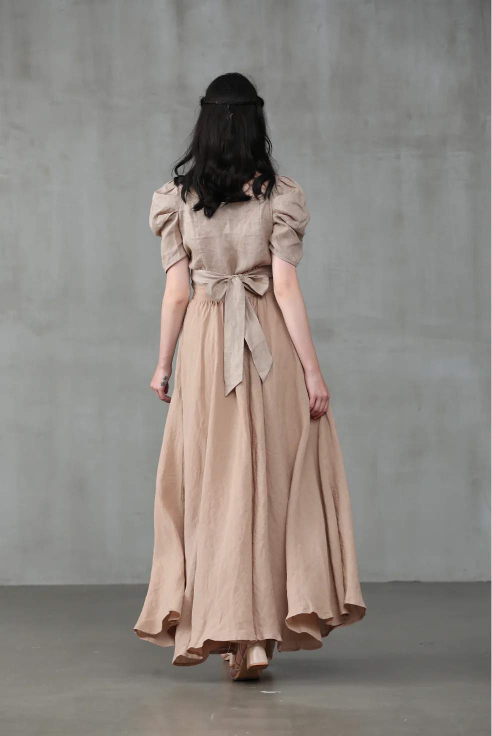Poppy 23 | Nude linen skirt - Image 3