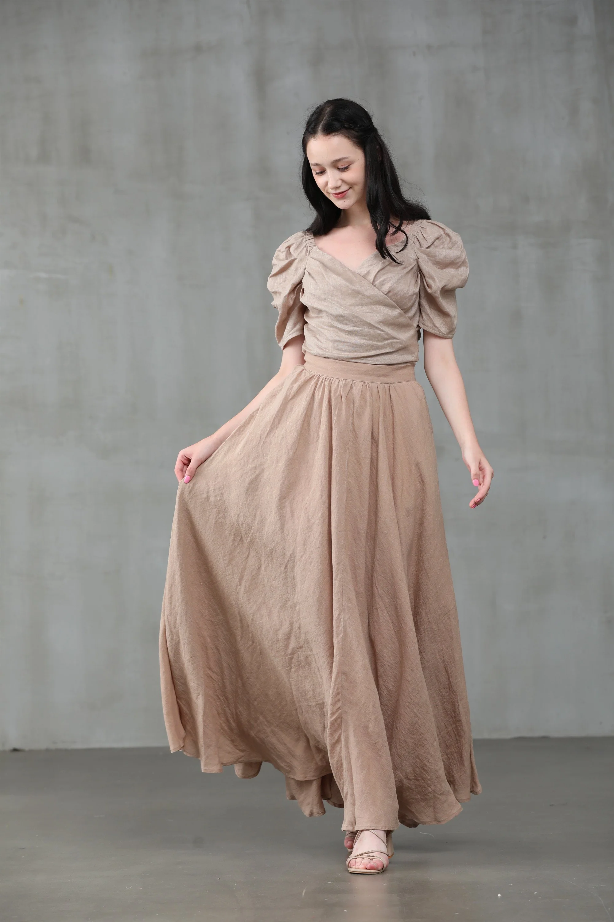 Poppy 23 | Nude linen skirt - Image 4