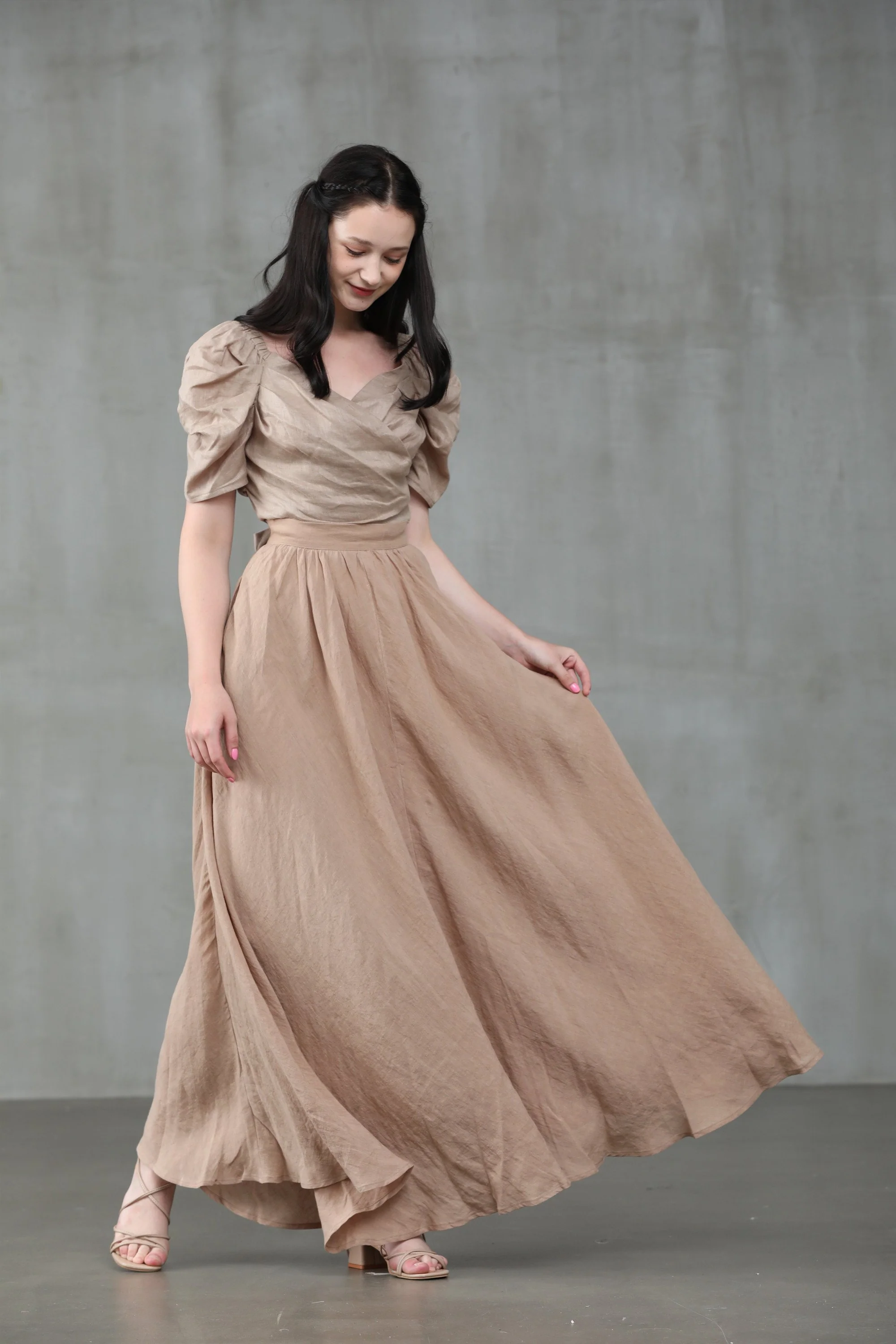 Poppy 23 | Nude linen skirt - Image 5