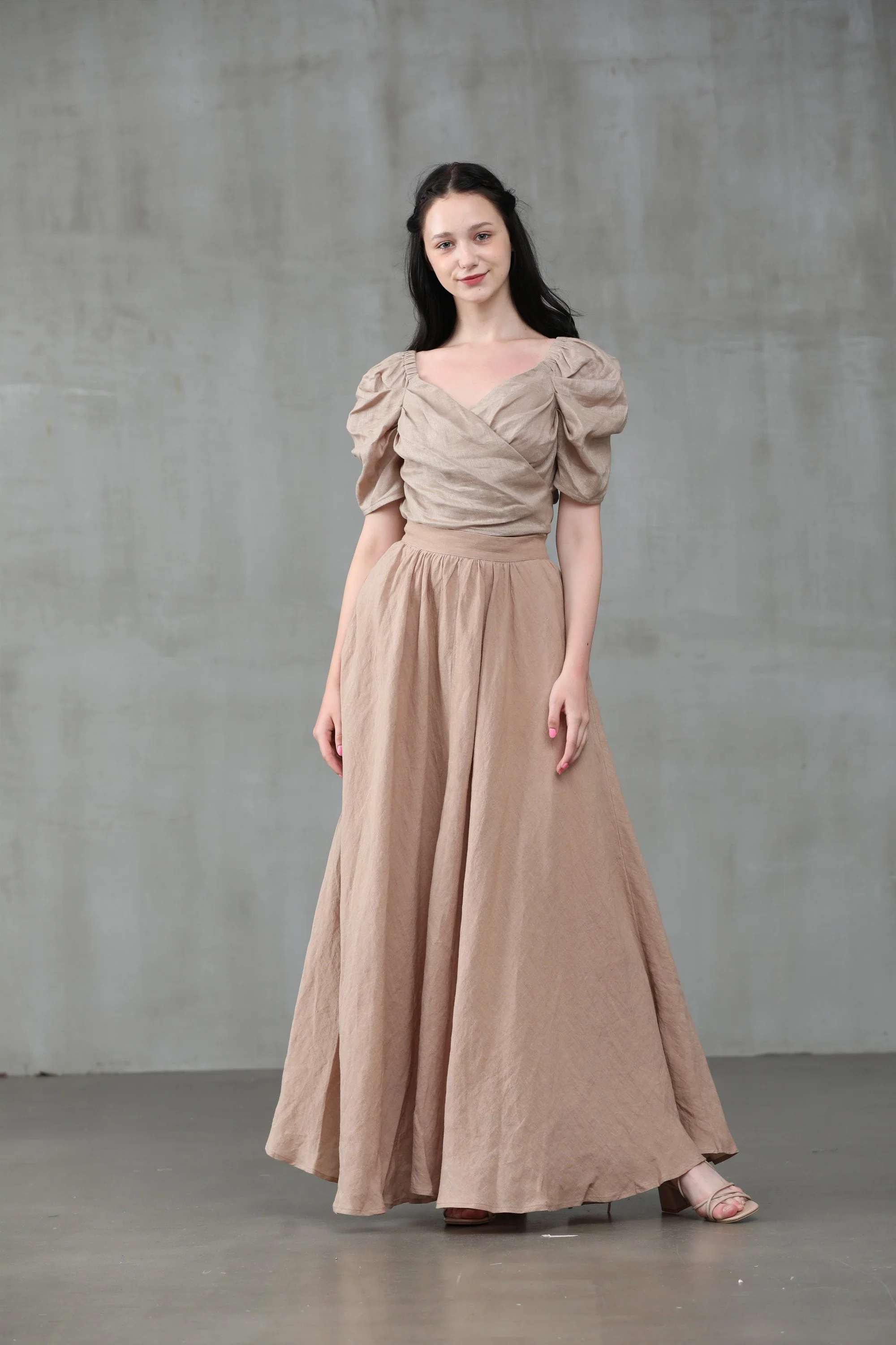 Poppy 23 | Nude linen skirt - Image 8
