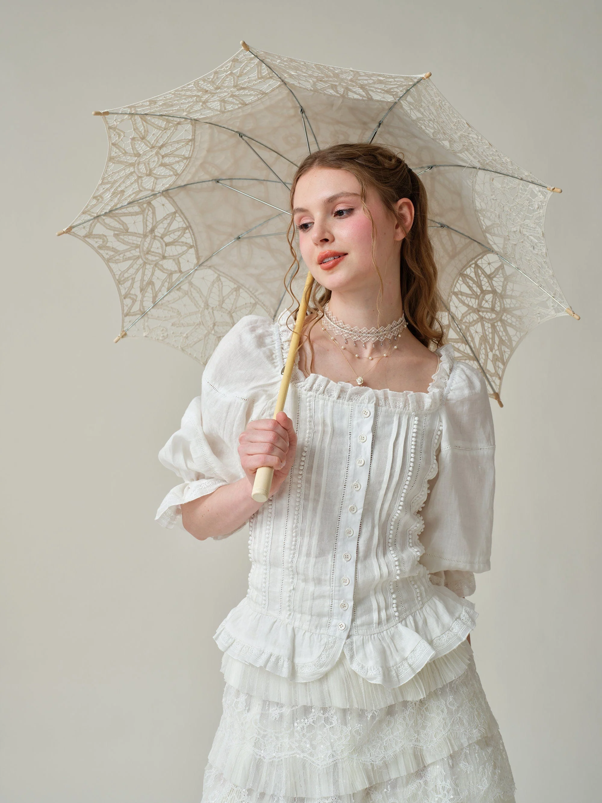 Martha 21 | Handmade lace linen blouse - Image 11