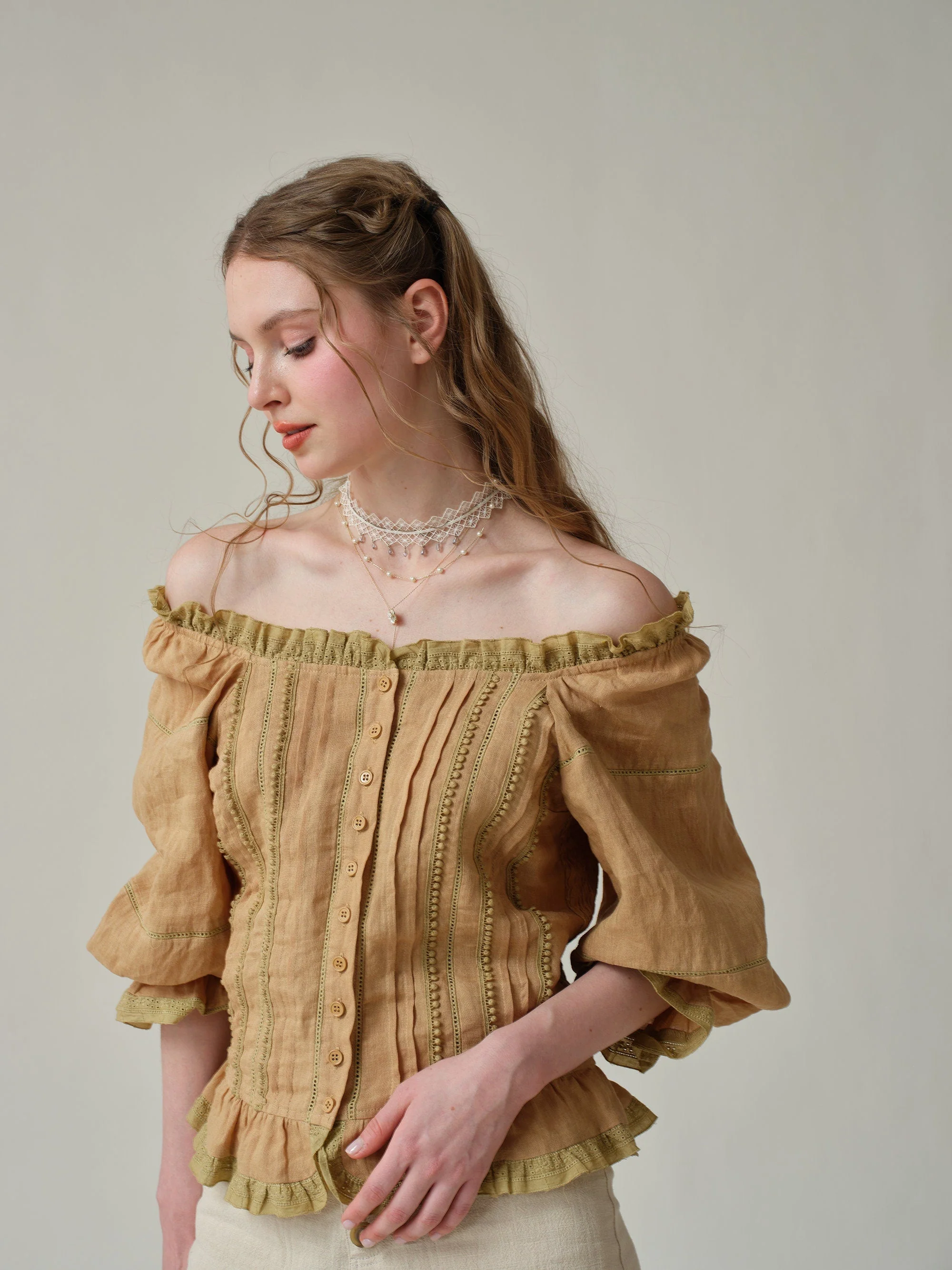 Martha 21 | Handmade lace linen blouse - Image 12