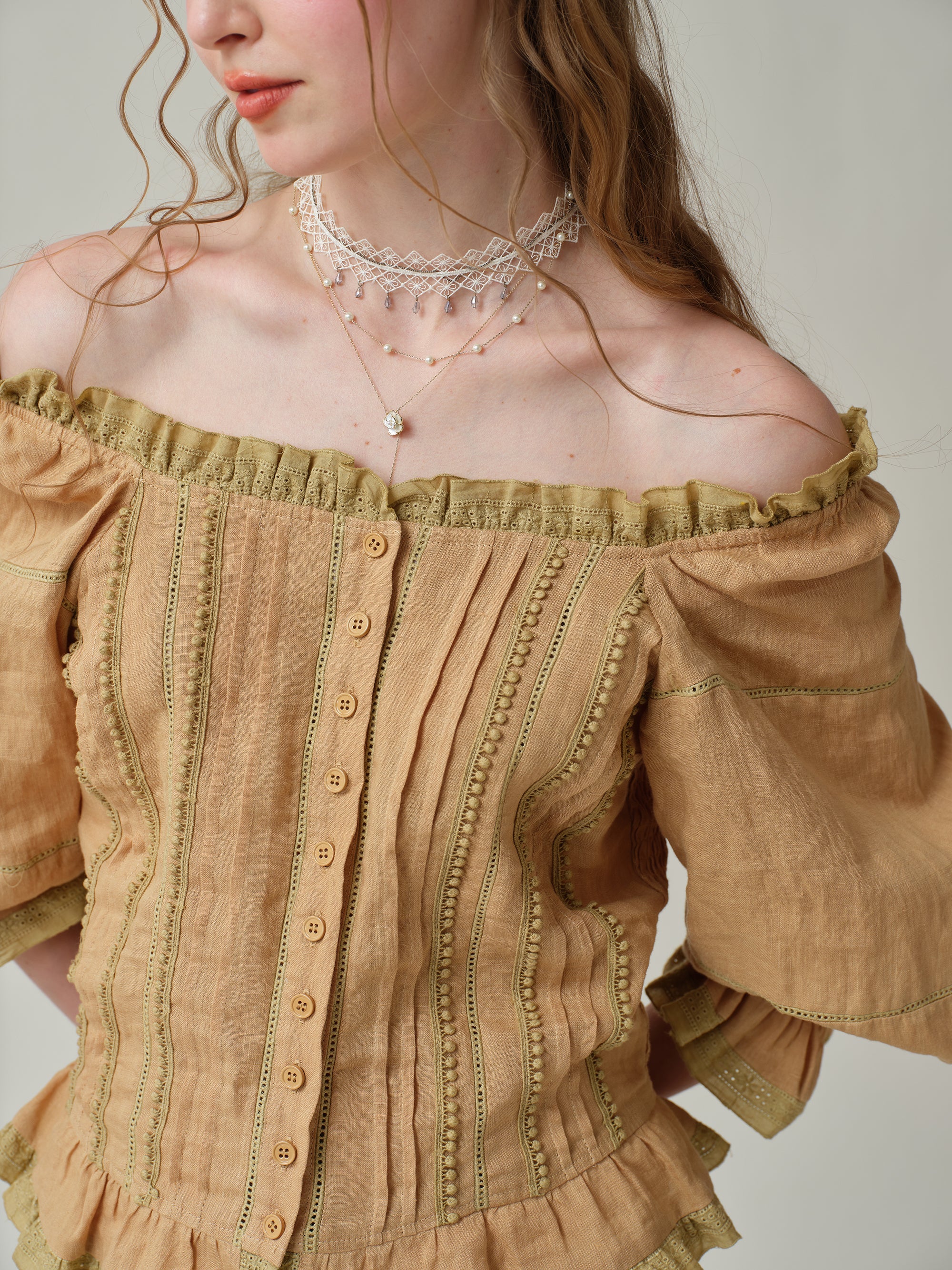 Martha 21 | Handmade lace linen blouse - Image 13