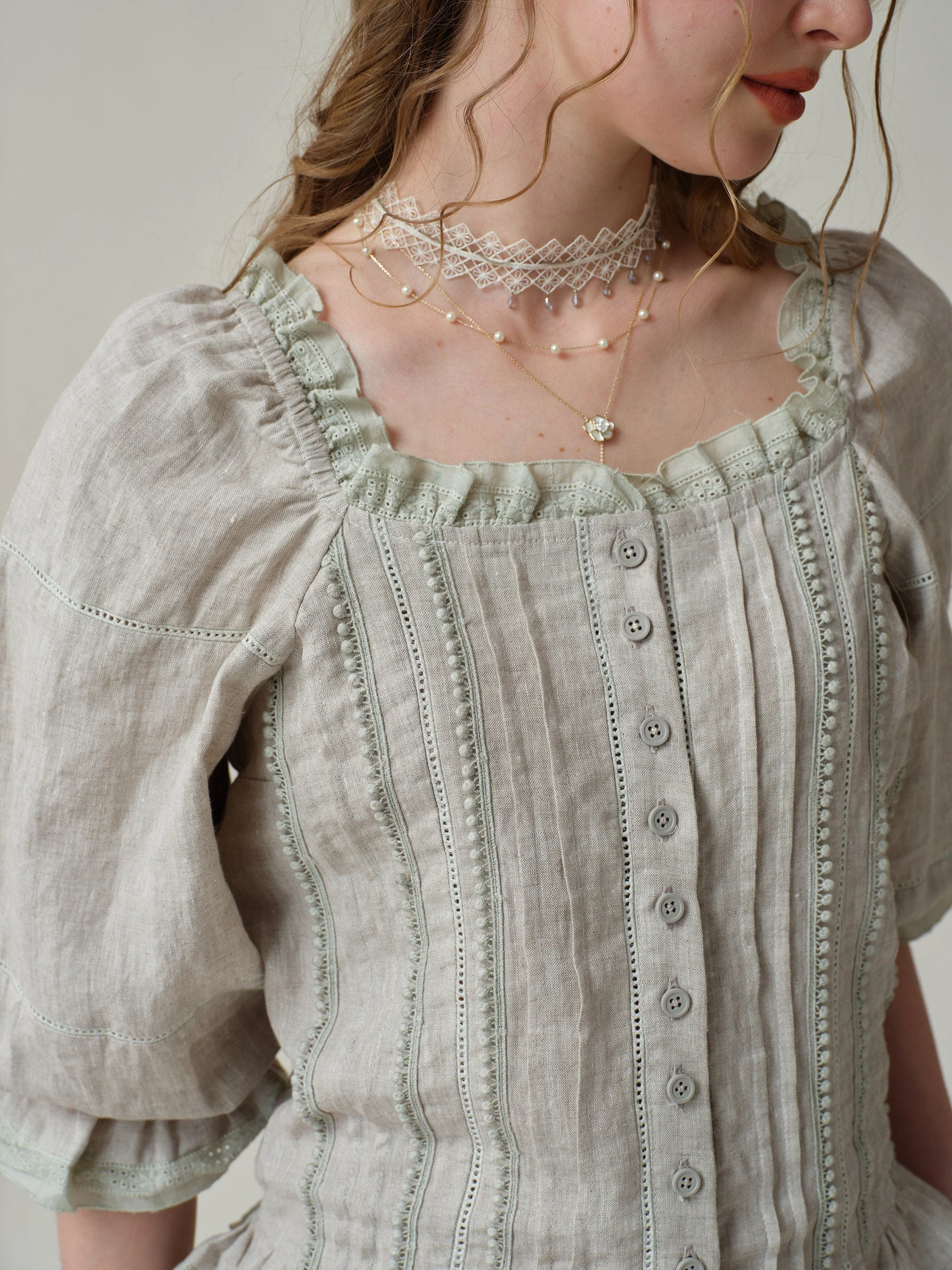 Martha 21 | Handmade lace linen blouse - Image 6
