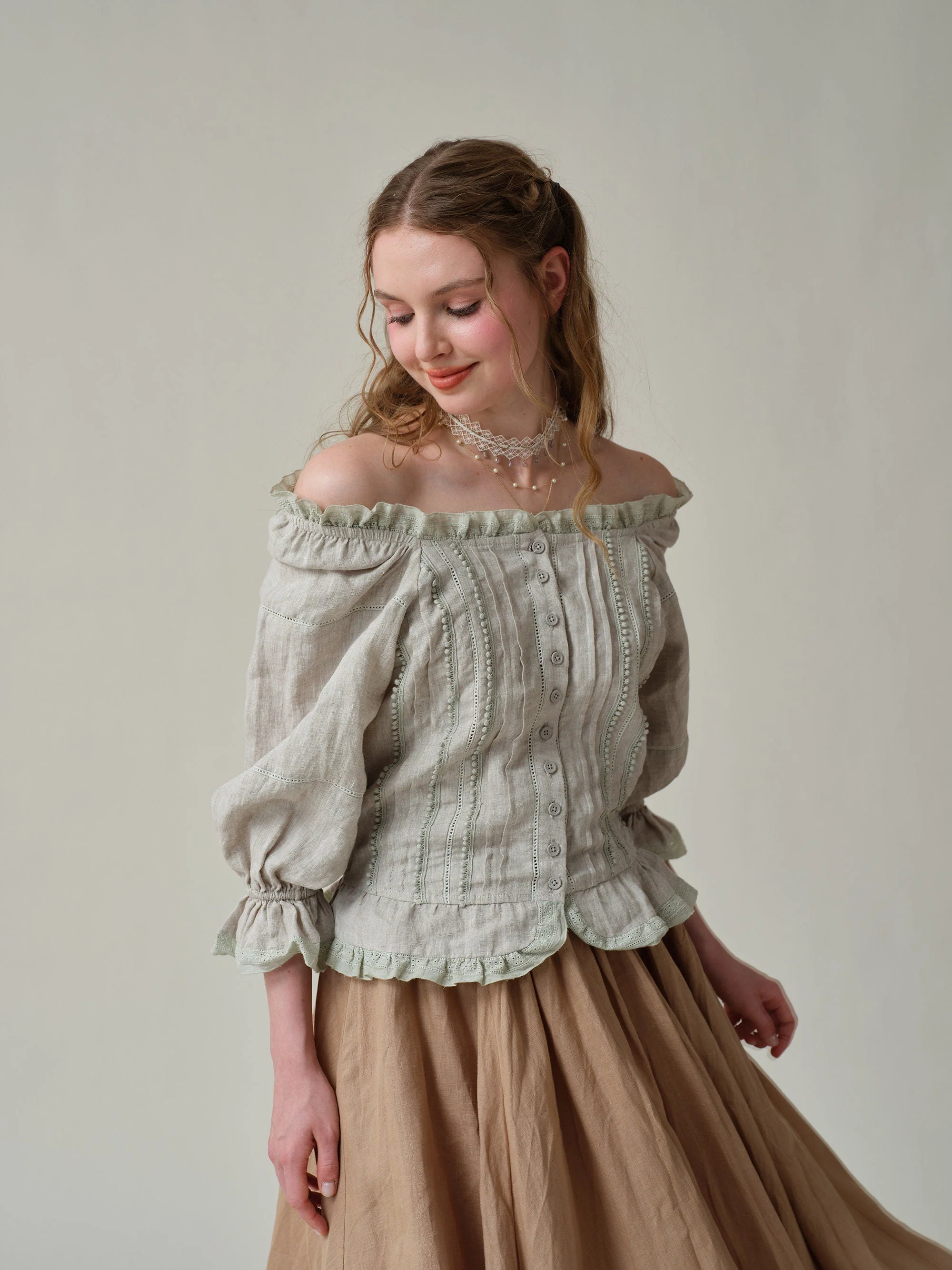 Martha 21 | Handmade lace linen blouse - Image 9