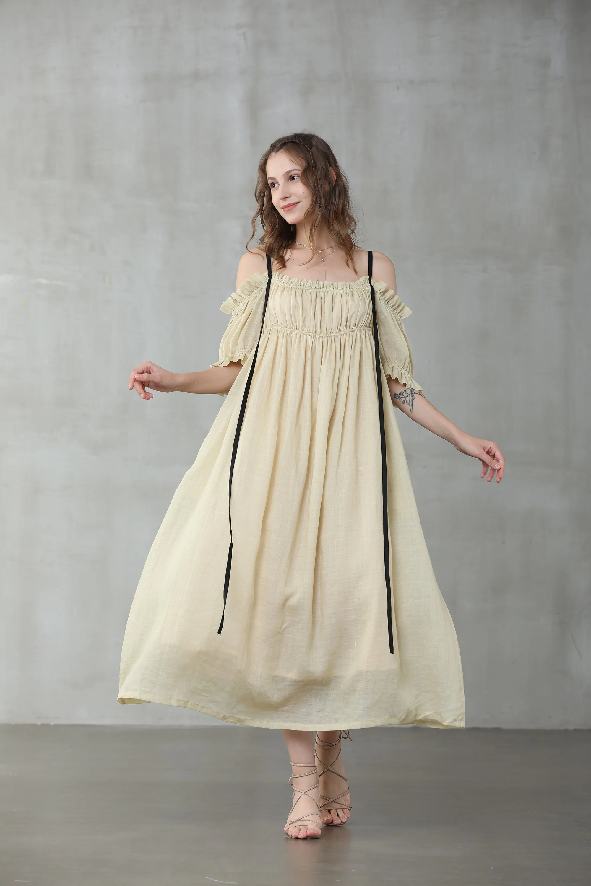 La Luna 11 | off shoulder linen dress - Image 13