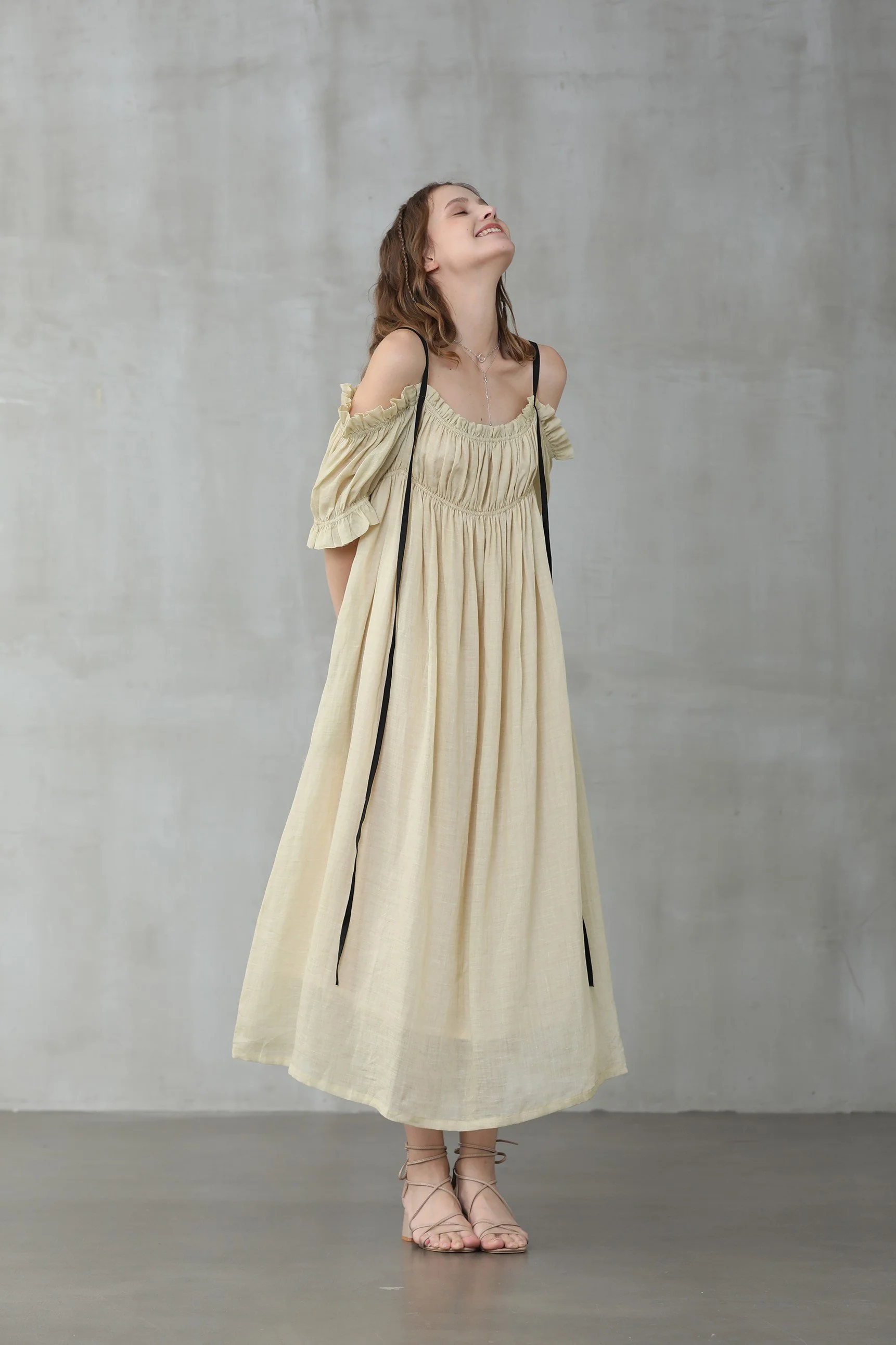 La Luna 11 | off shoulder linen dress - Image 17