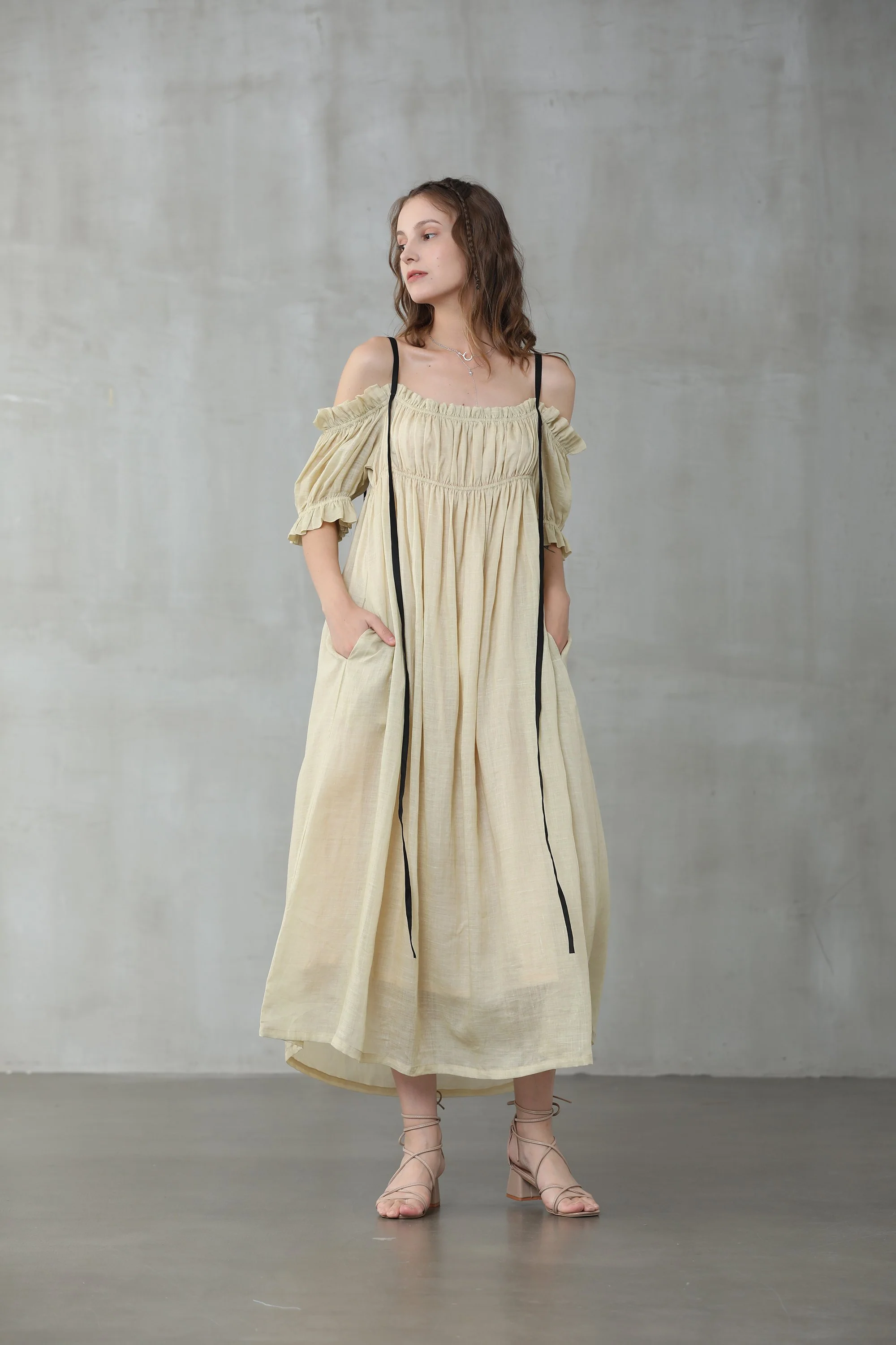 La Luna 11 | off shoulder linen dress - Image 18