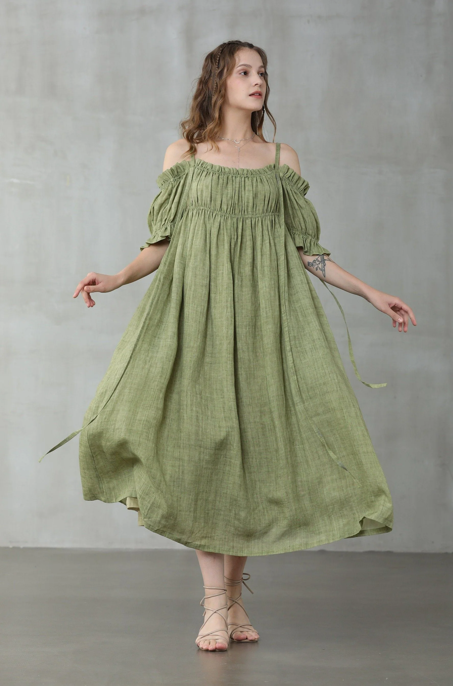 La Luna 11 | off shoulder linen dress - Image 4