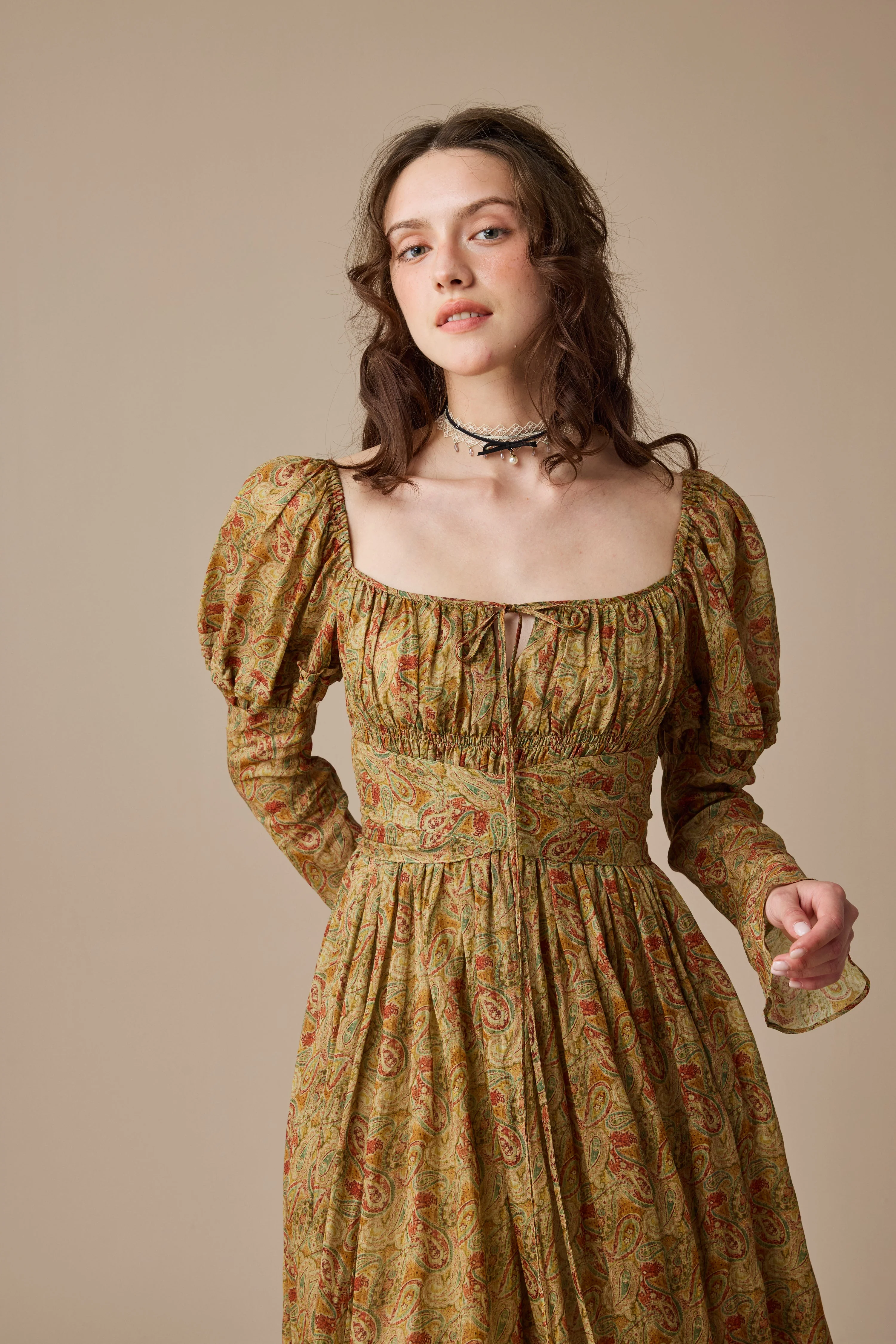 Paisley 11 | Elegant Floral Linen Dress - Image 12