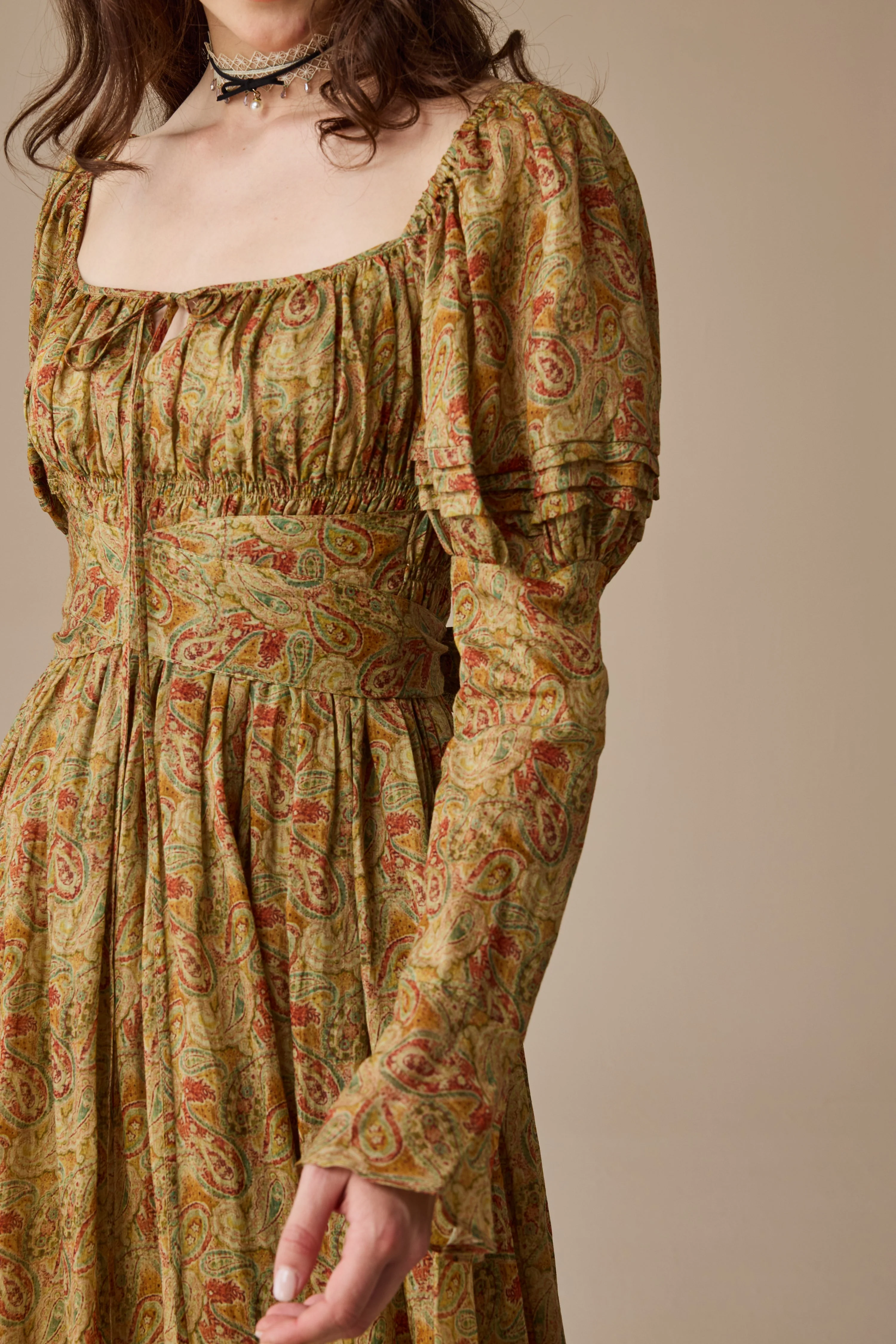 Paisley 11 | Elegant Floral Linen Dress - Image 15
