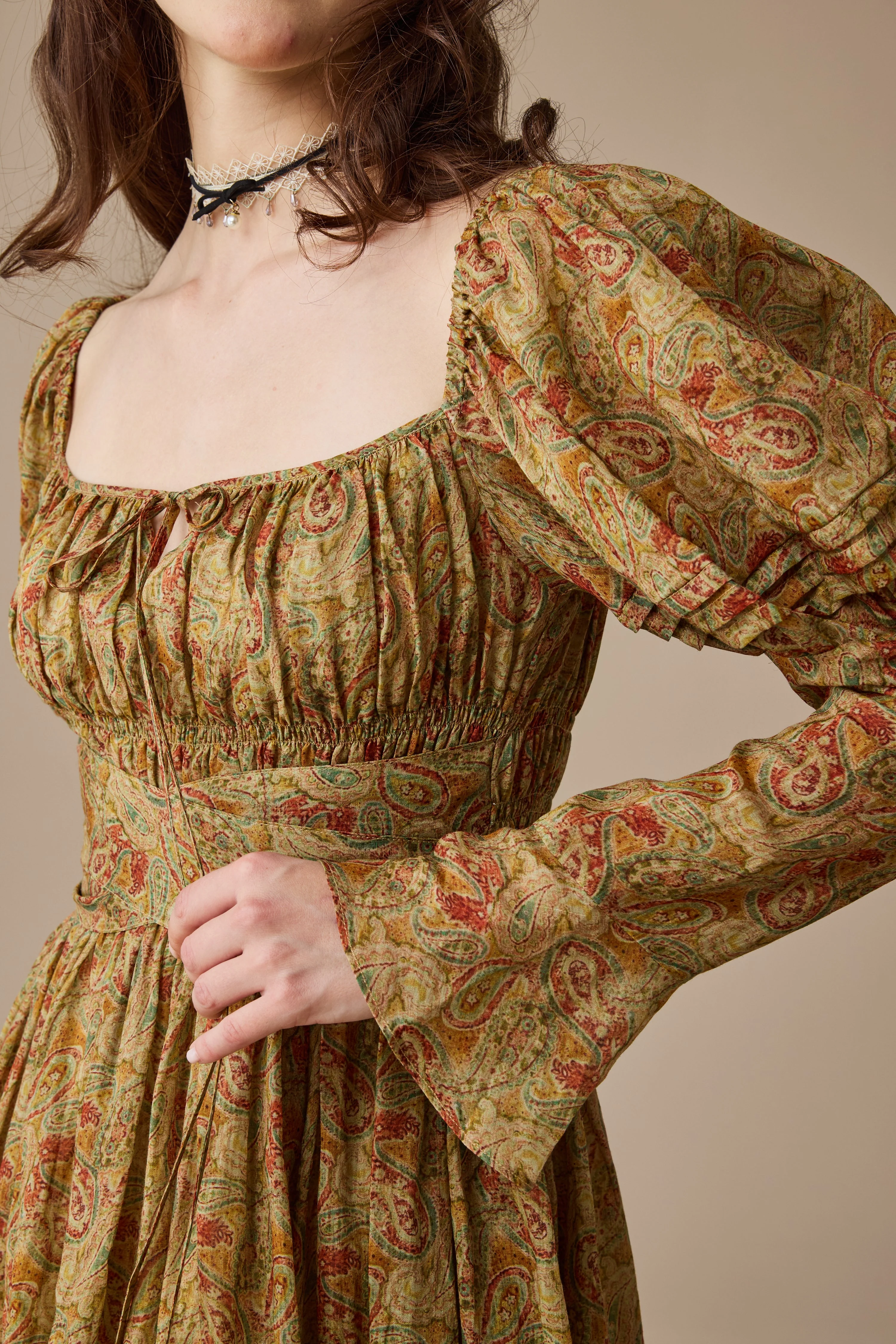 Paisley 11 | Elegant Floral Linen Dress - Image 16