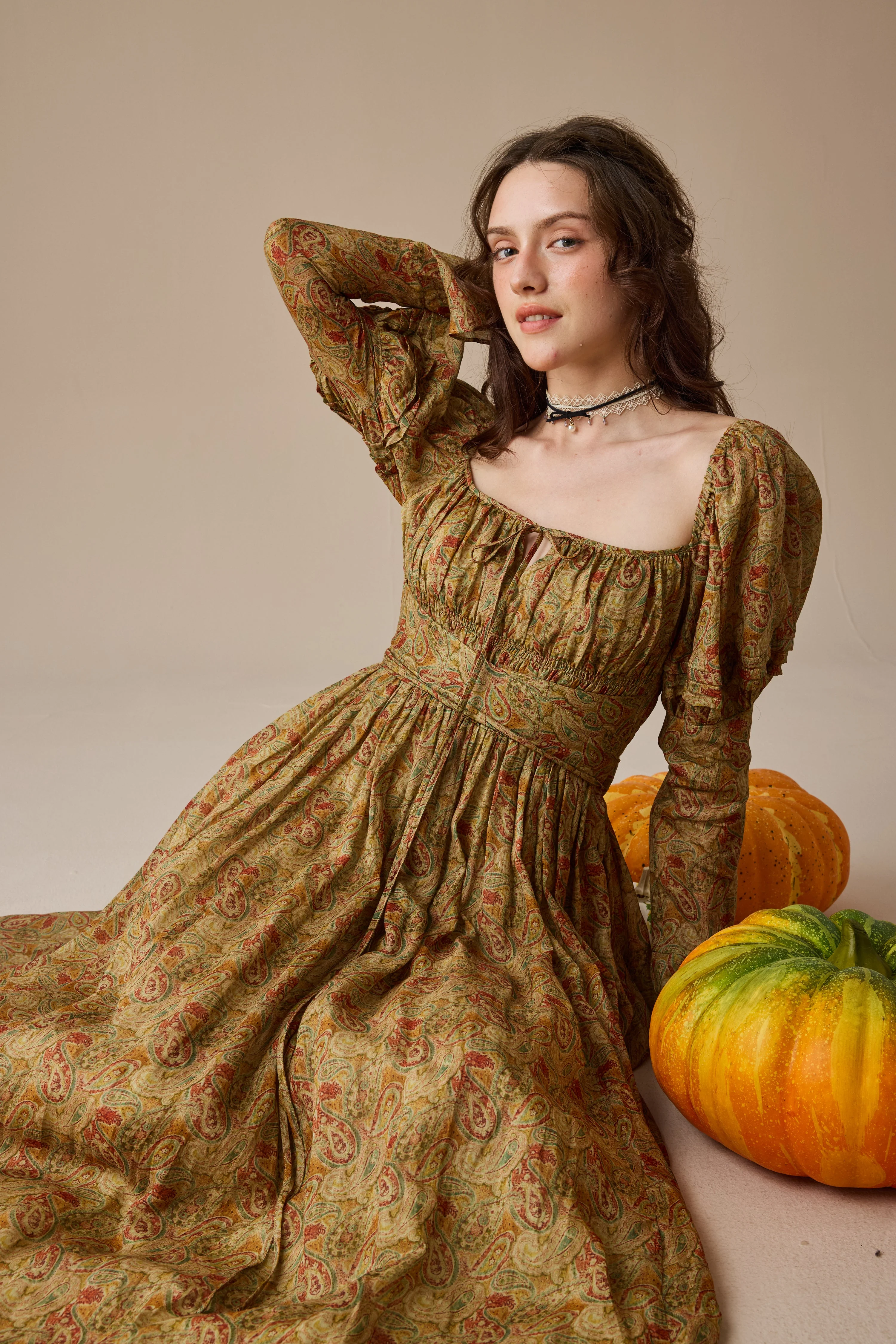 Paisley 11 | Elegant Floral Linen Dress - Image 17