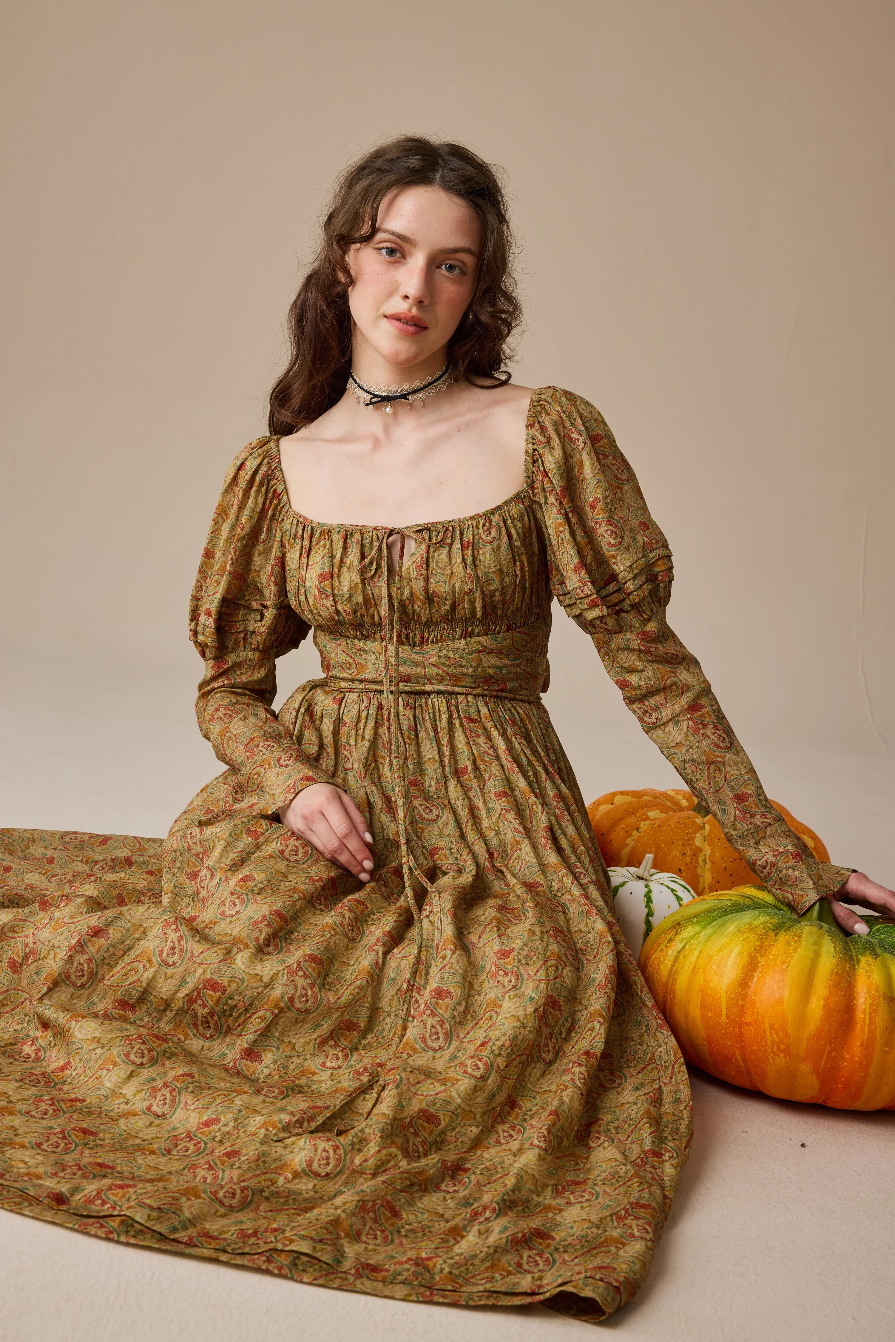 Paisley 11 | Elegant Floral Linen Dress - Image 18