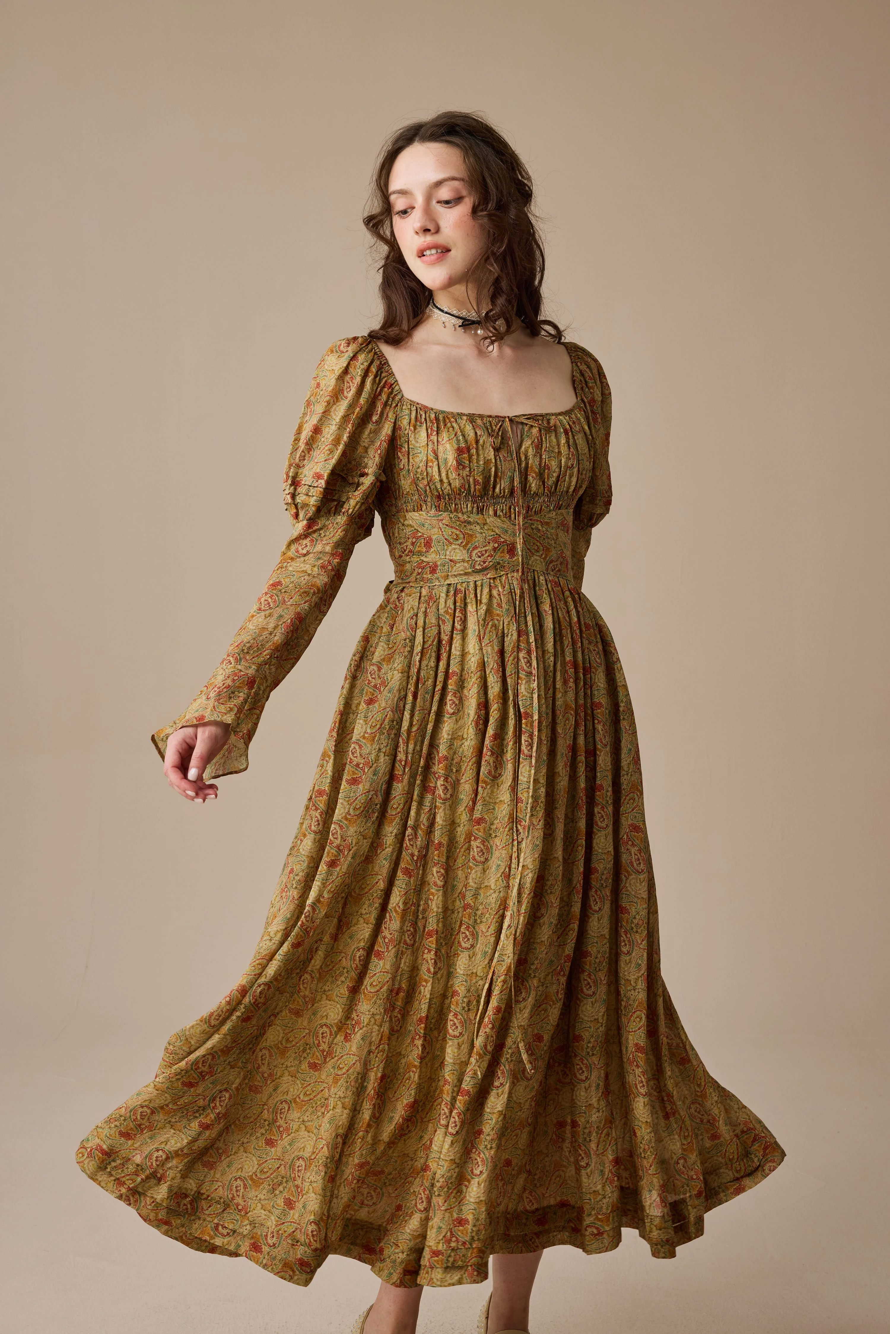 Paisley 11 | Elegant Floral Linen Dress - Image 20