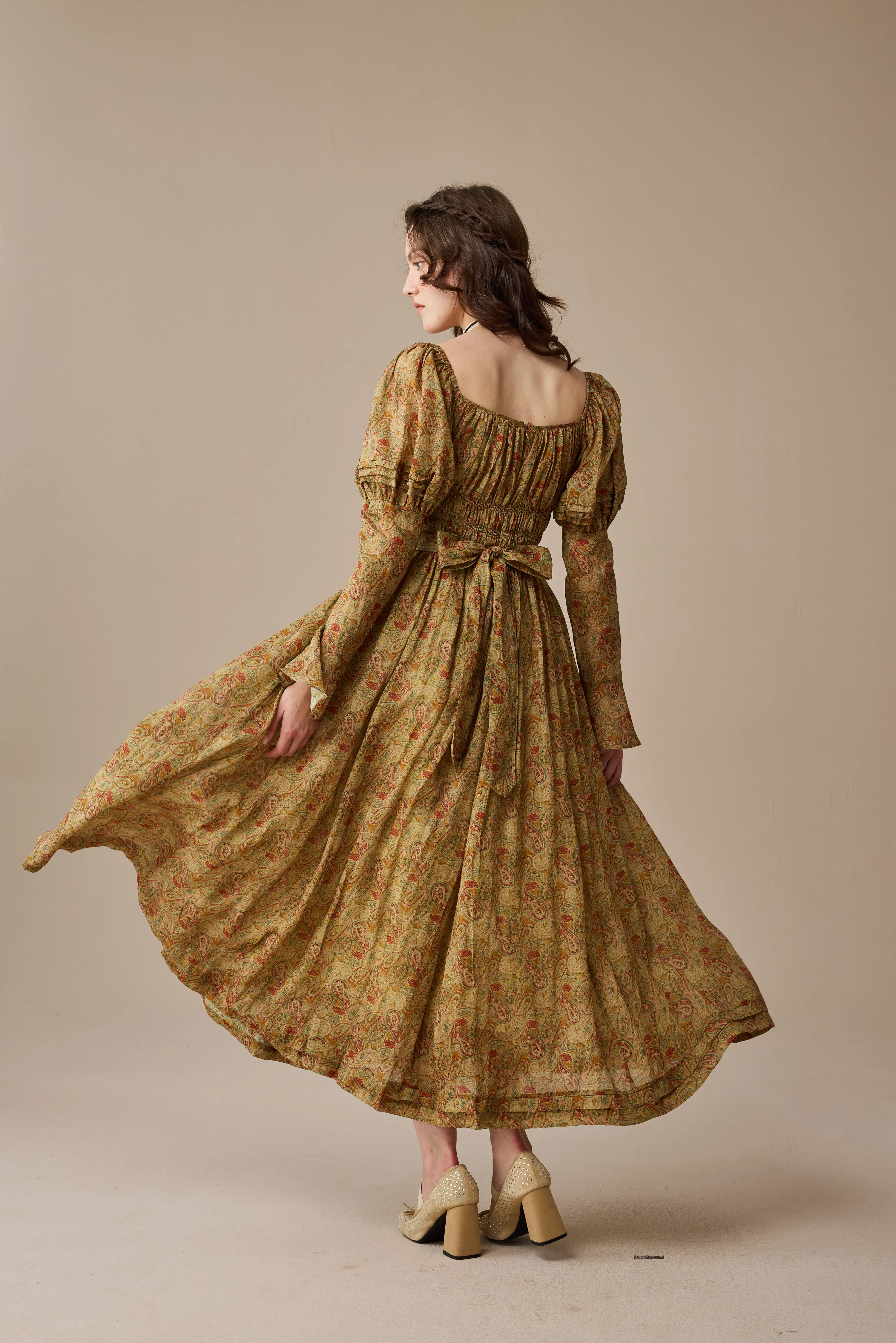 Paisley 11 | Elegant Floral Linen Dress - Image 22