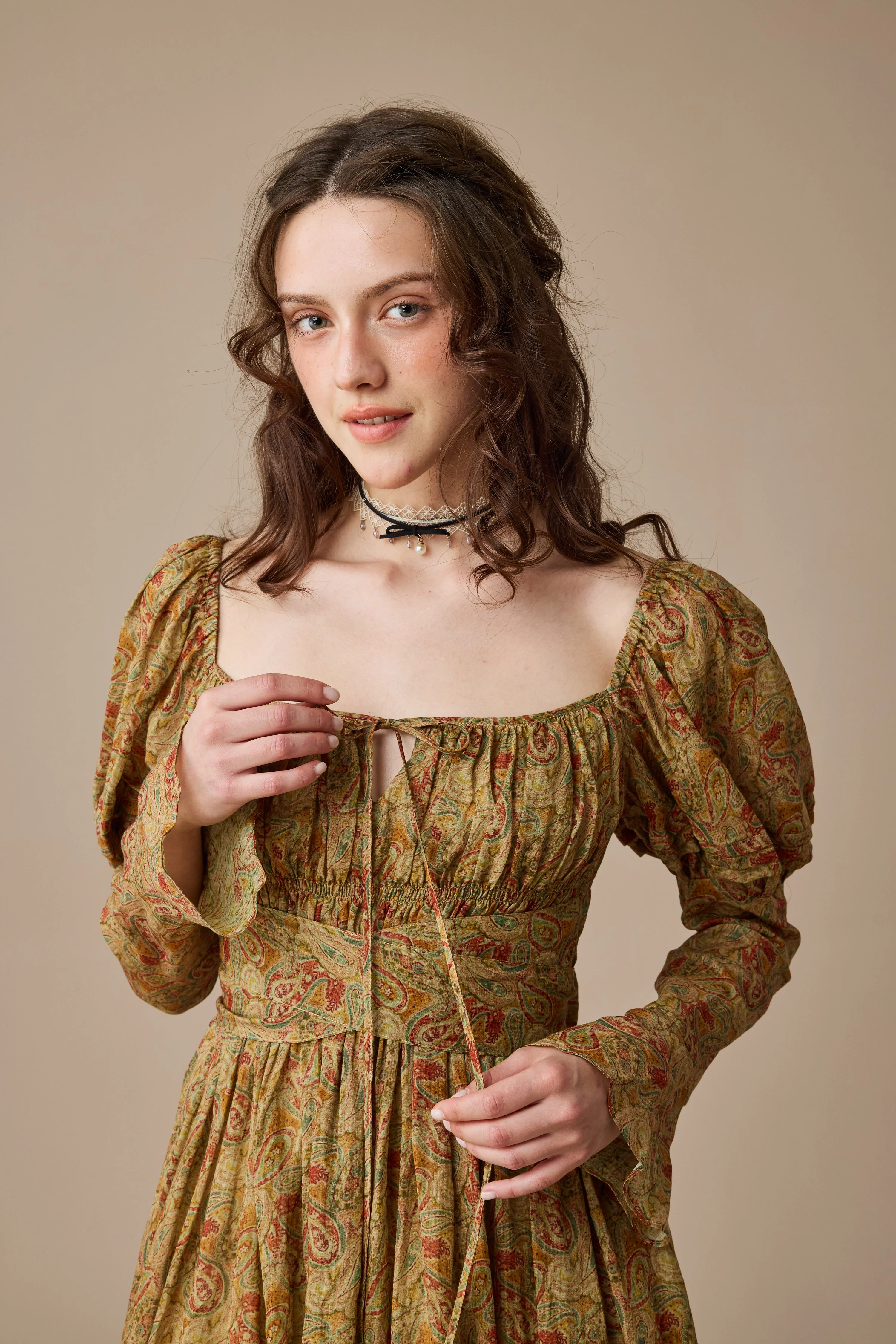 Paisley 11 | Elegant Floral Linen Dress - Image 24