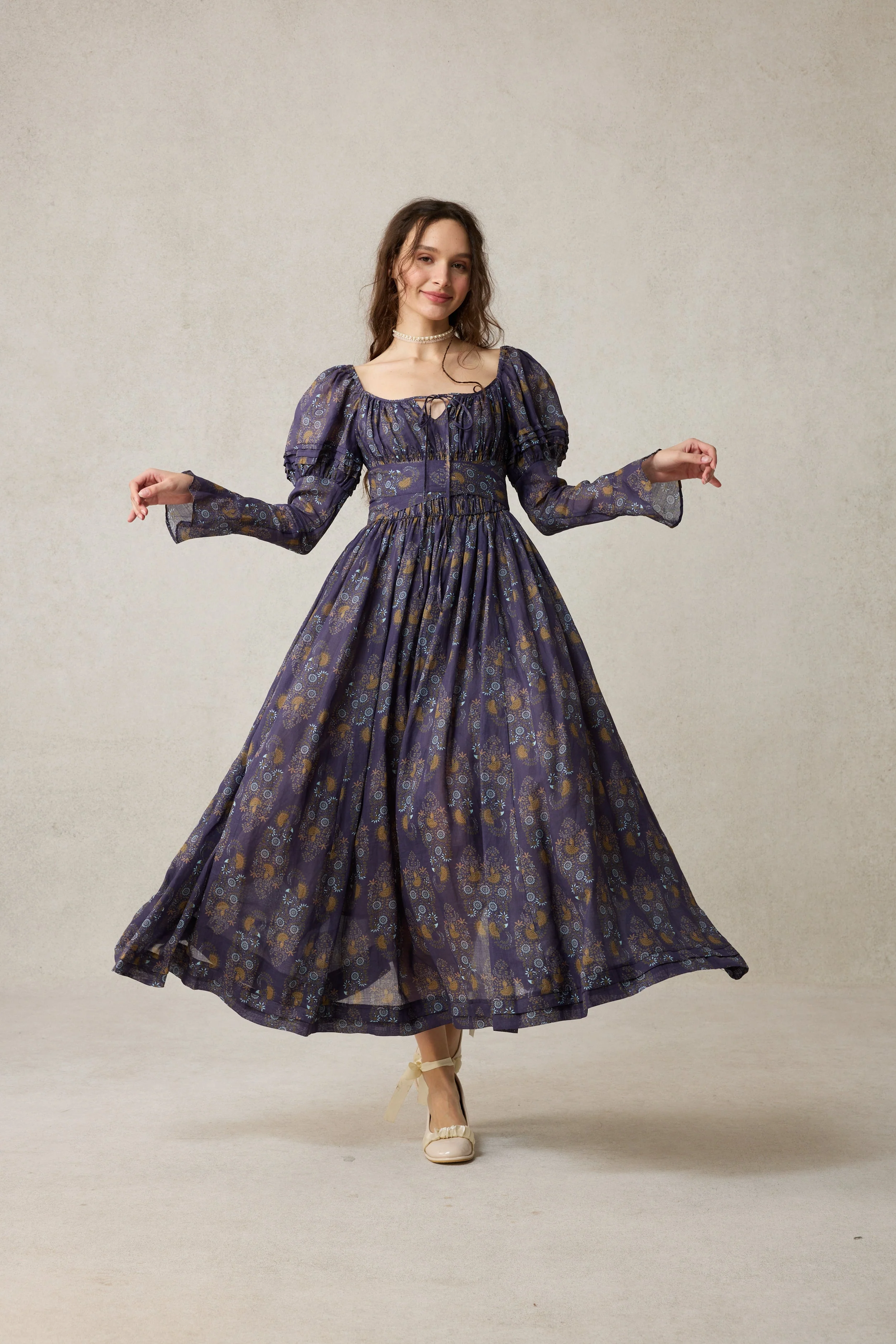 Paisley 11 | Elegant Floral Linen Dress - Image 29