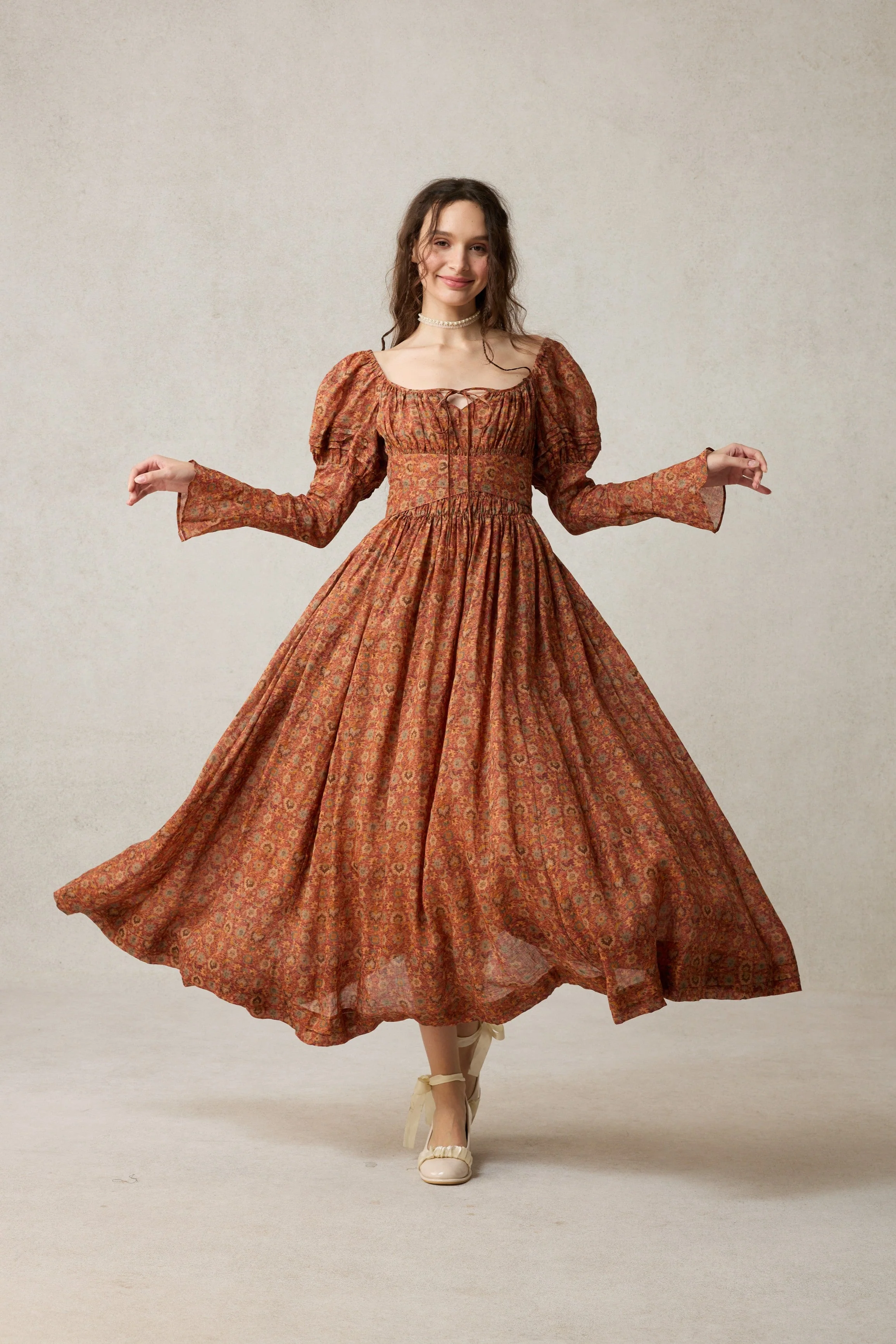 Paisley 11 | Elegant Floral Linen Dress - Image 30