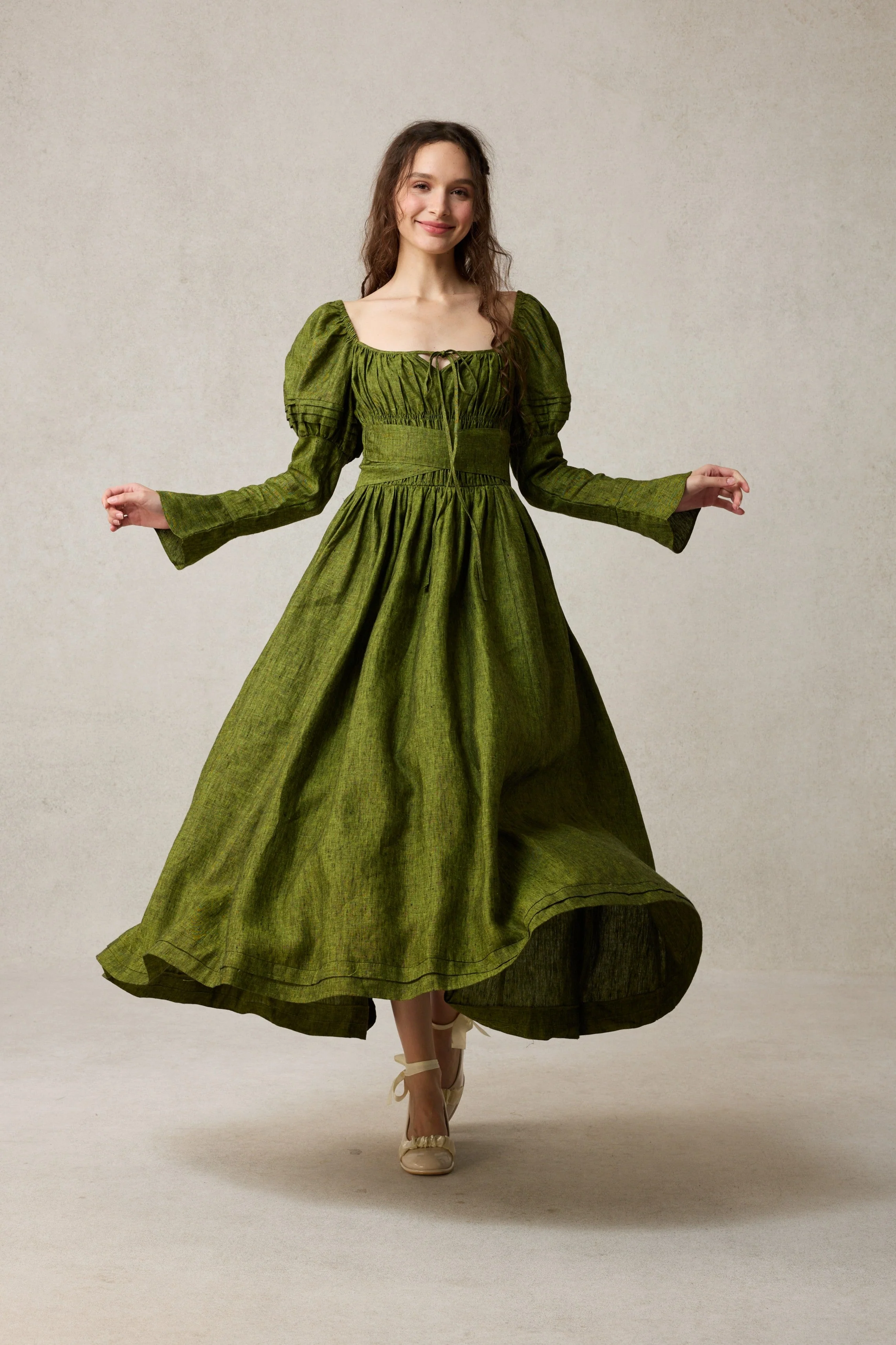 Paisley 11 | Elegant Floral Linen Dress - Image 33