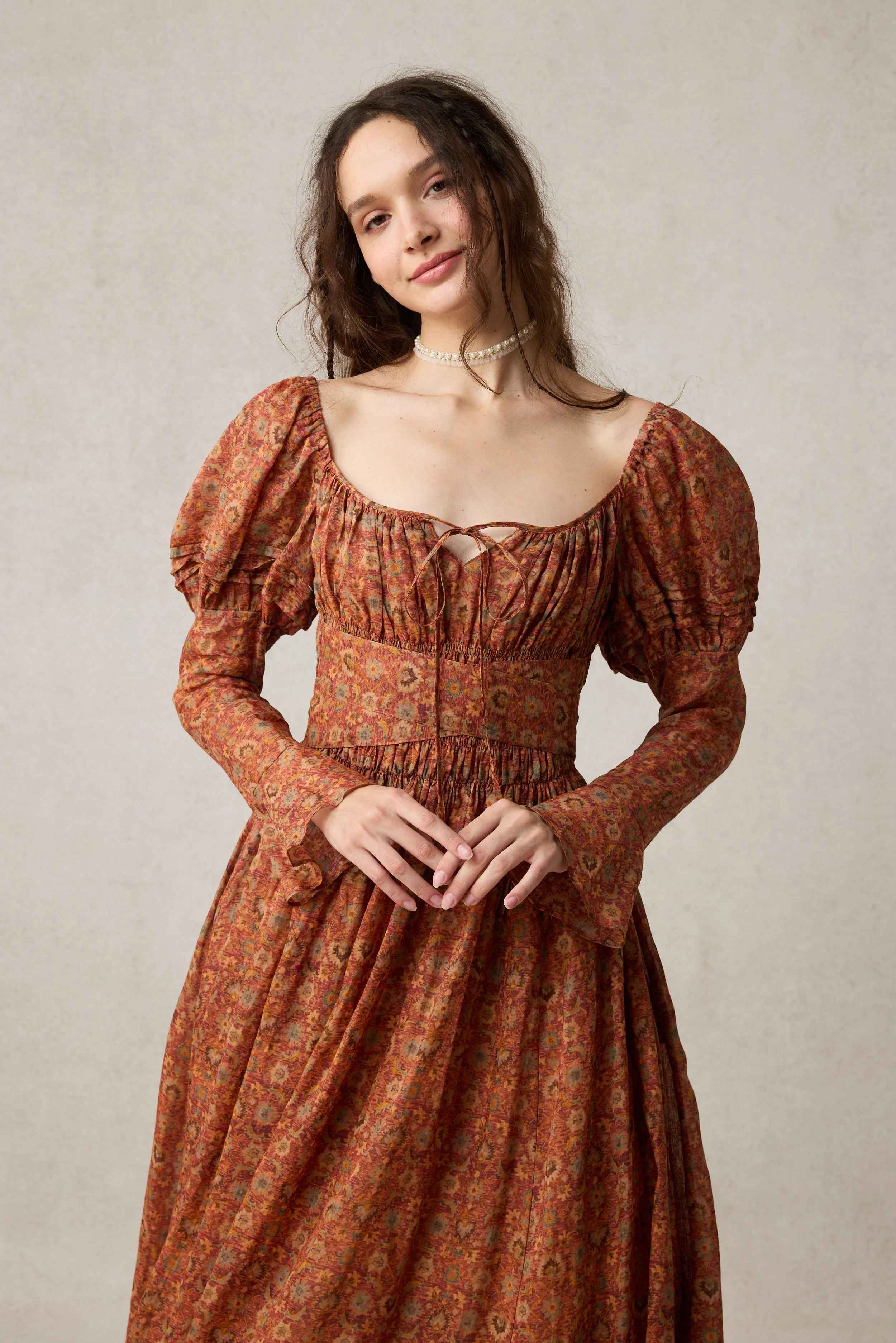 Paisley 11 | Elegant Floral Linen Dress - Image 35