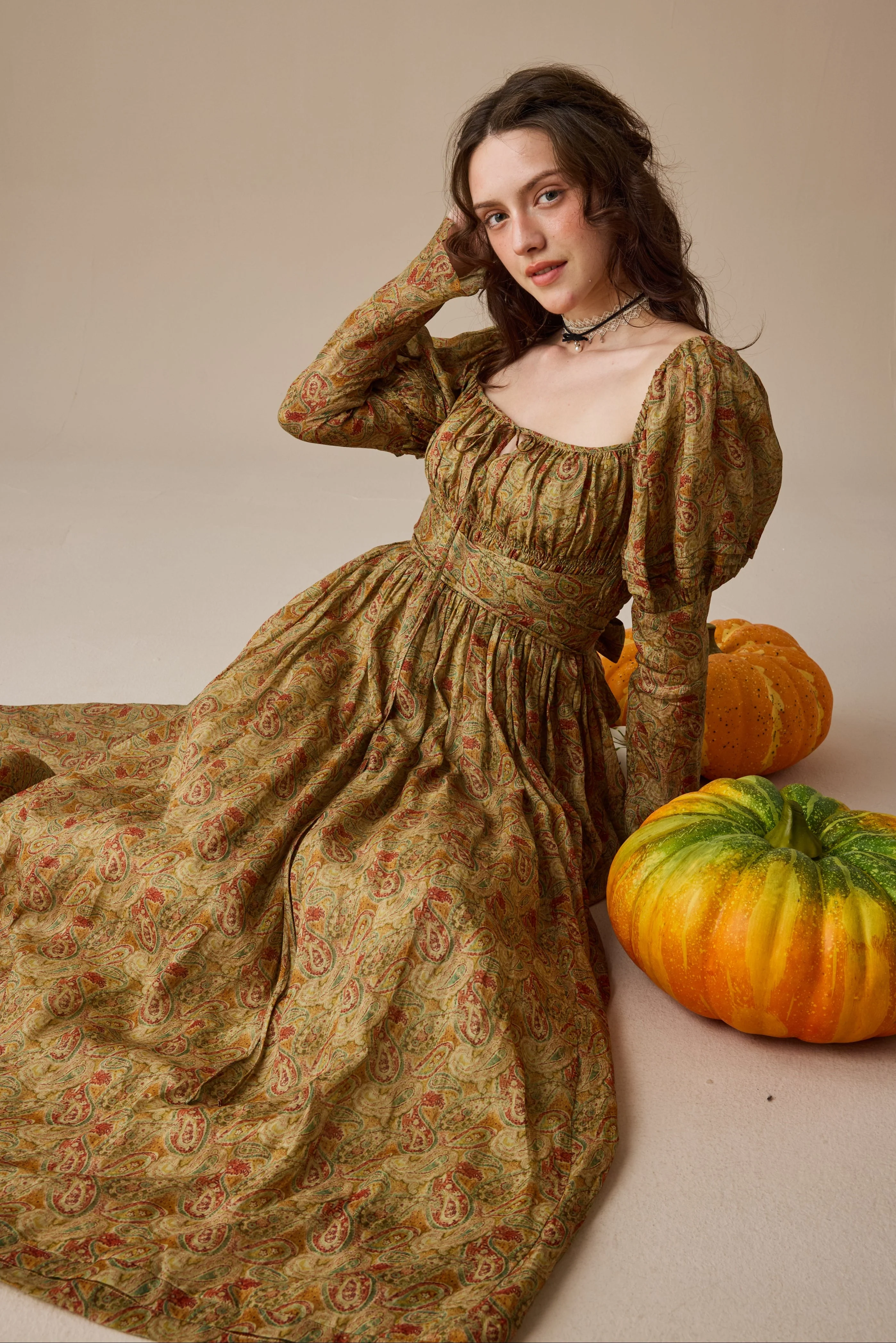 Paisley 11 | Elegant Floral Linen Dress - Image 9