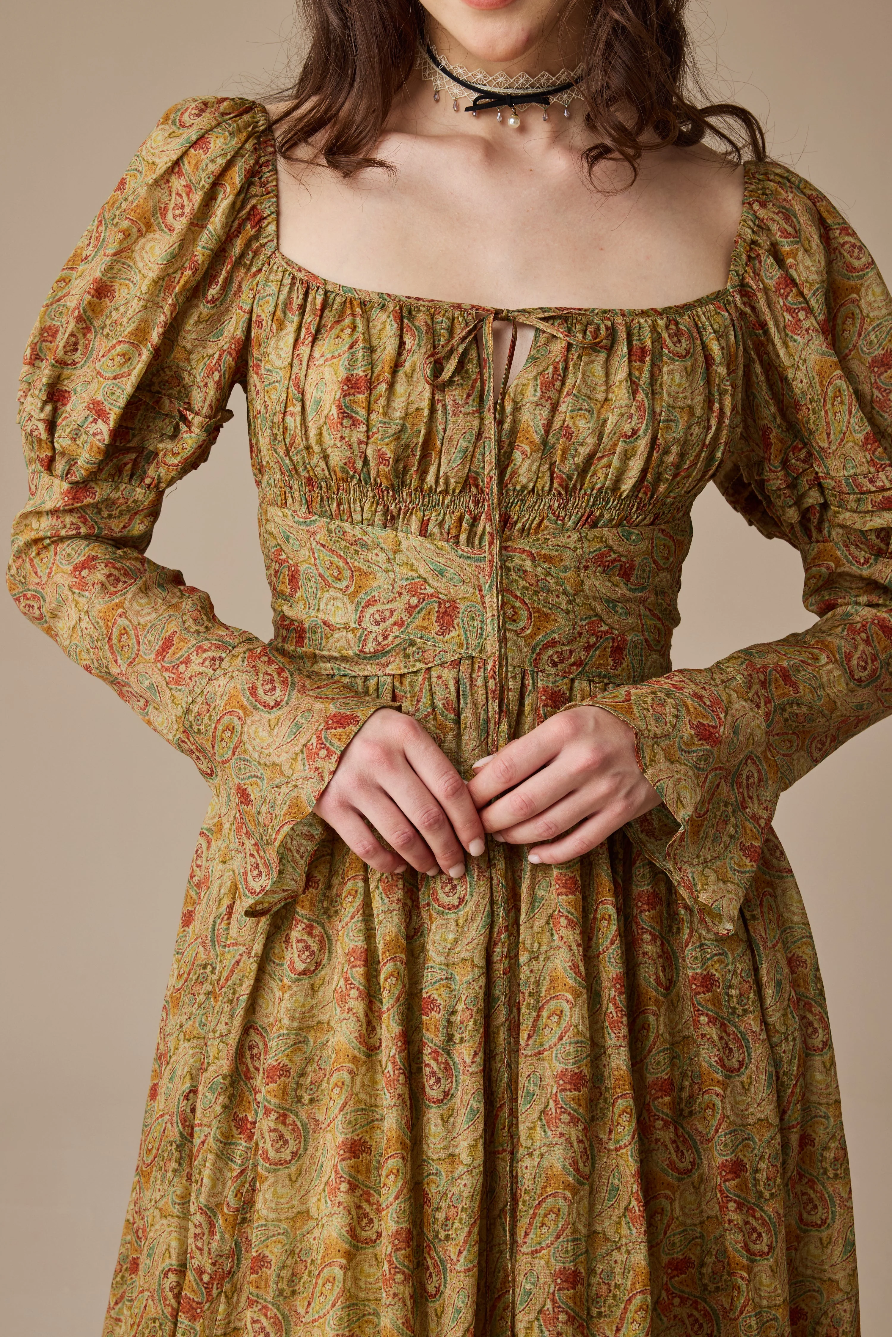 Paisley 11 | Elegant Floral Linen Dress - Image 10